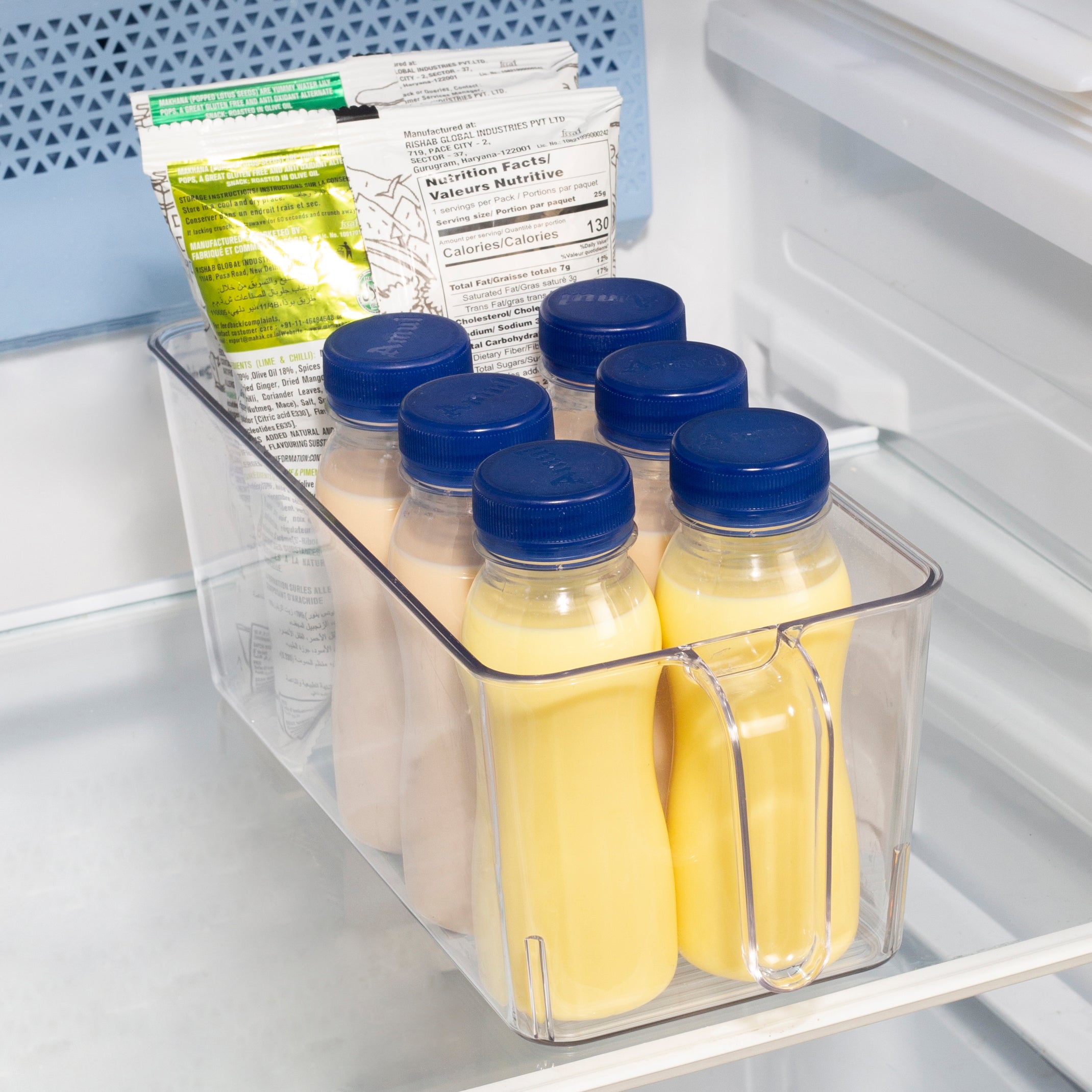 Robusto PET BPA Free Small Fridge Organizer with Front Handle in Transparent Colour
