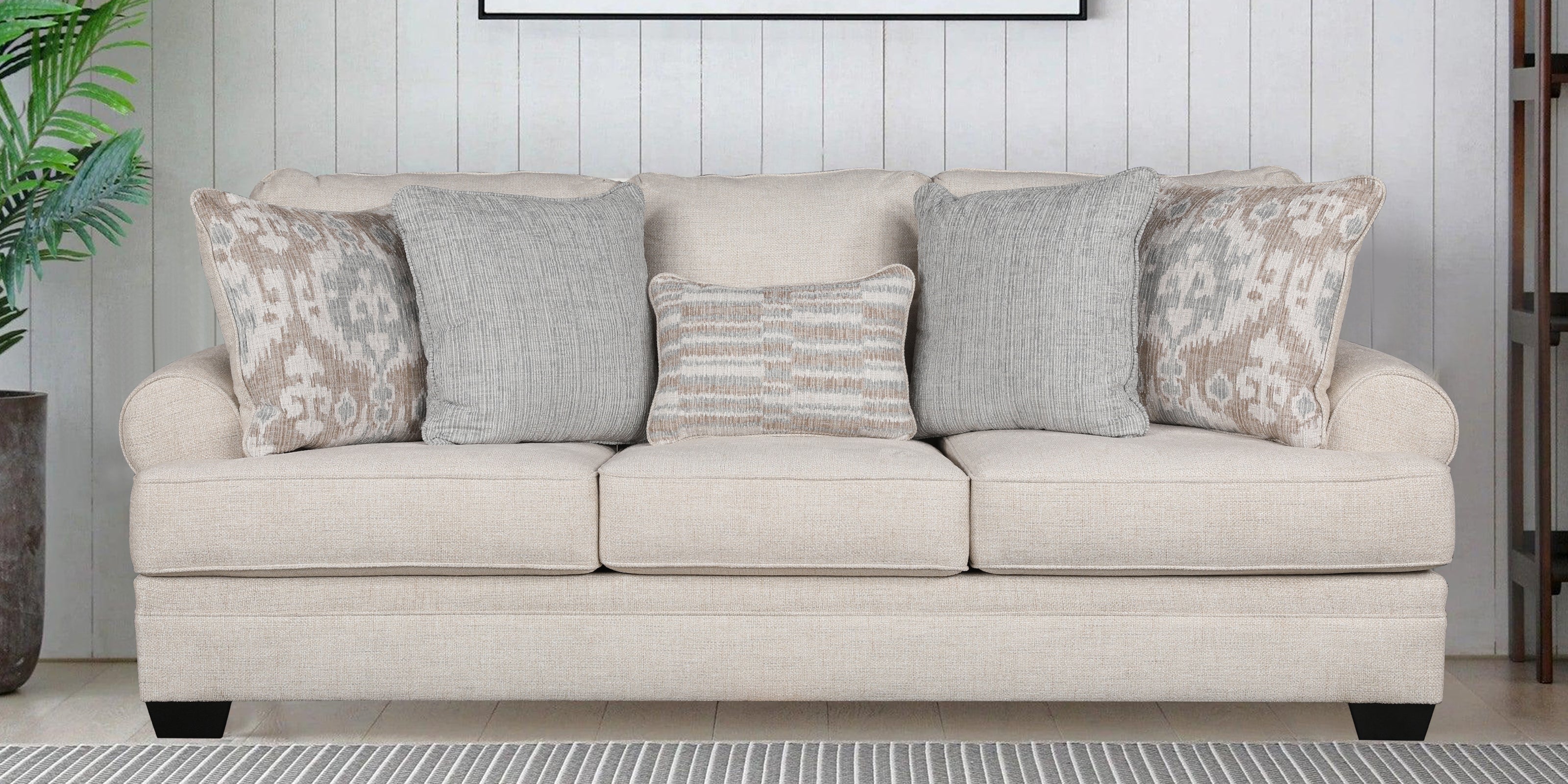 Thames Fabric Three Seater Sofa in Beige Colour