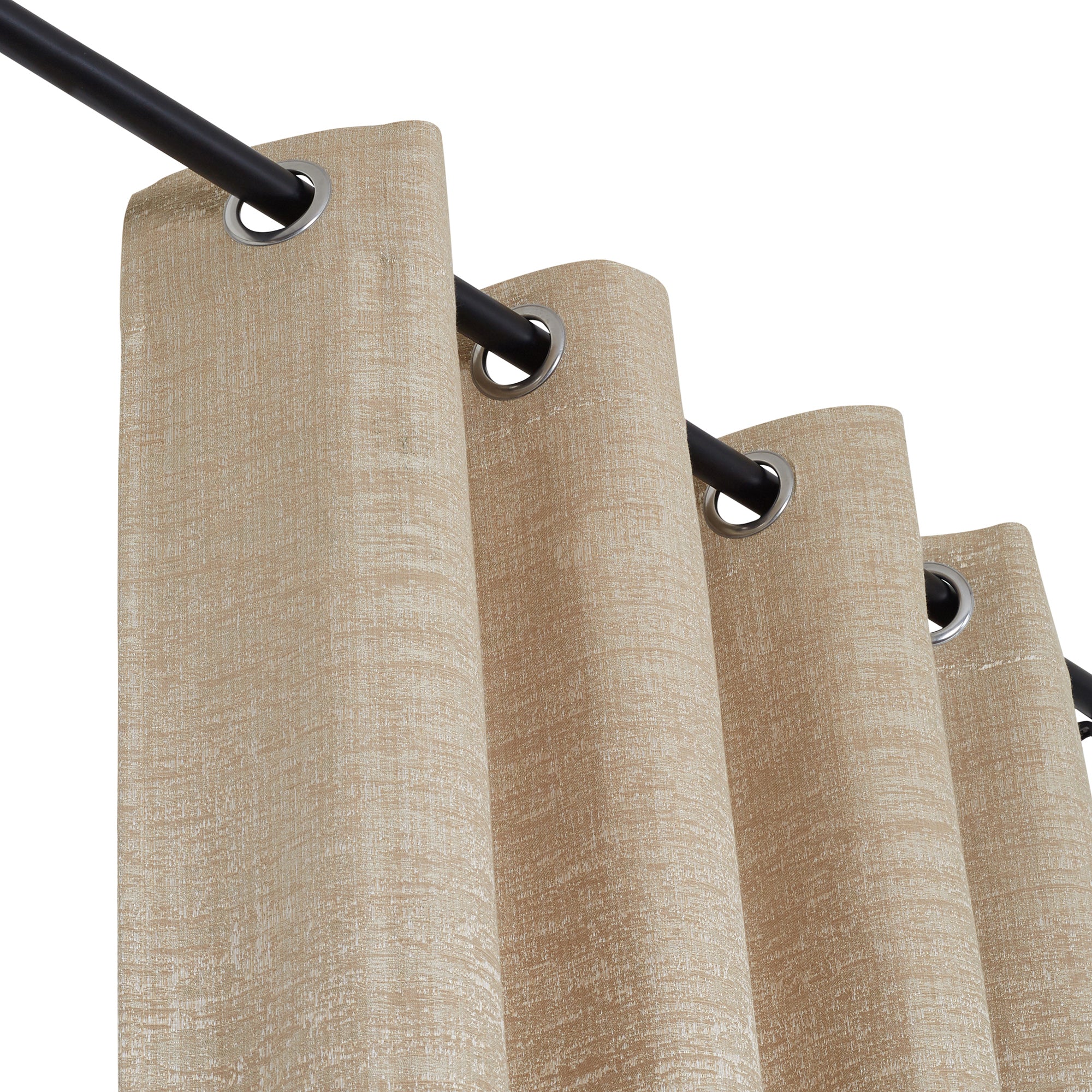 Amour  Set of 2 Solid Jacquard Dim Out Curtains 7 Feet in Beige Colour