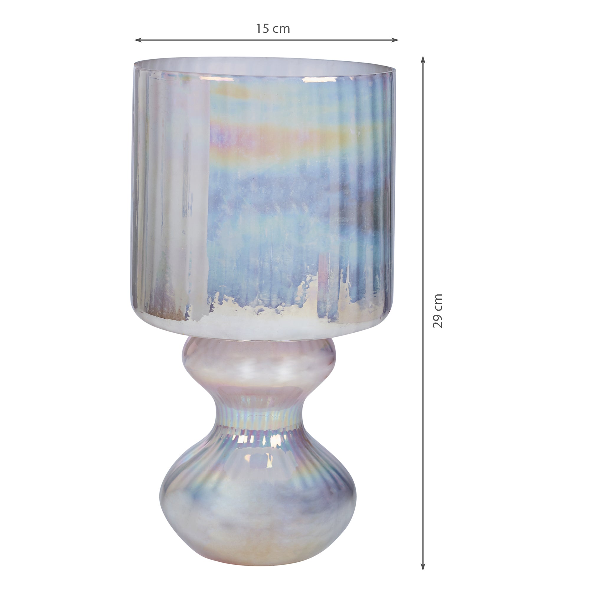 Phiona Glass Fluted Handcrafted Hurricane 29 Cm in Blush Colour