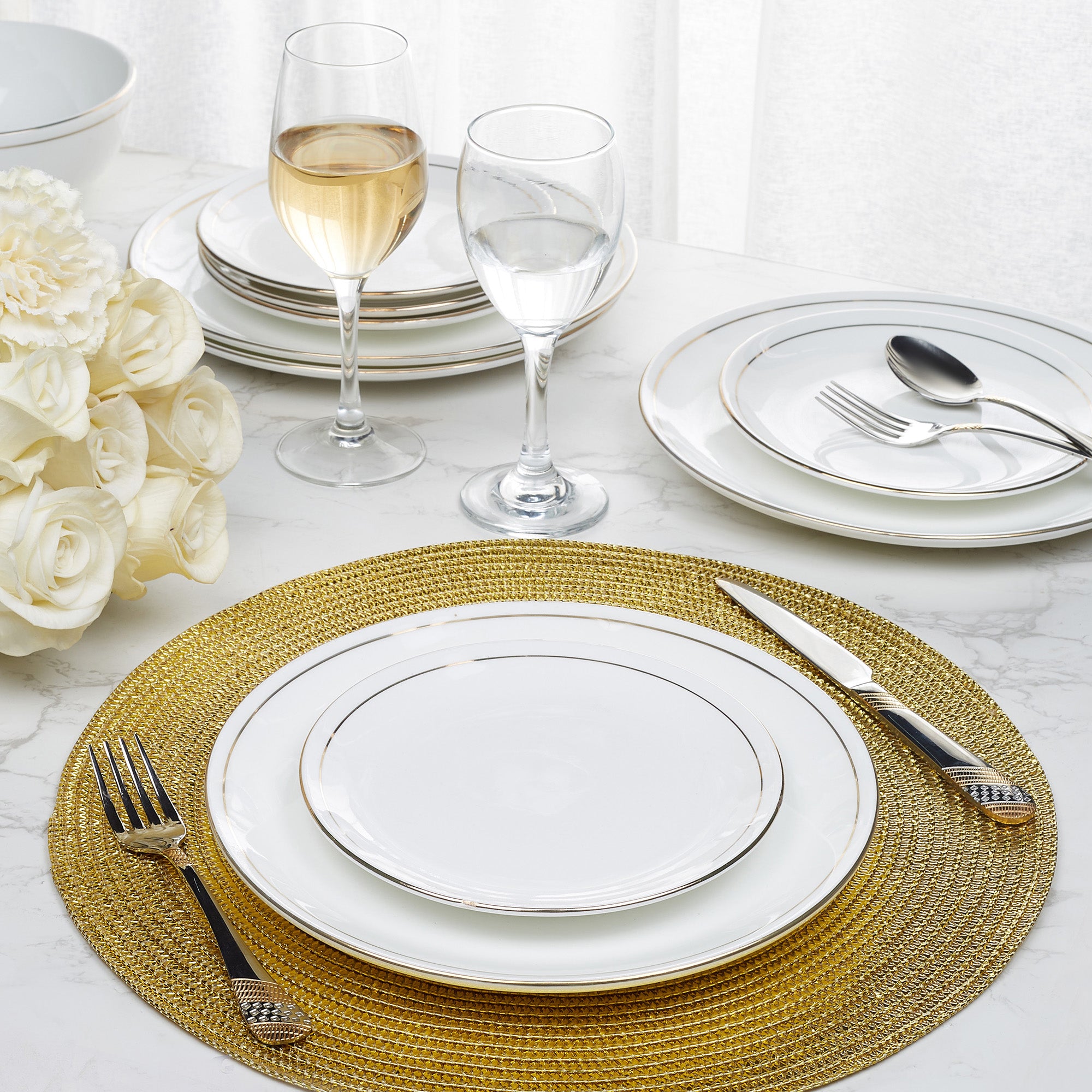 Avril Real Gold-Plated Bone China Veg Bowl/Katori Set of 4 in White Colour