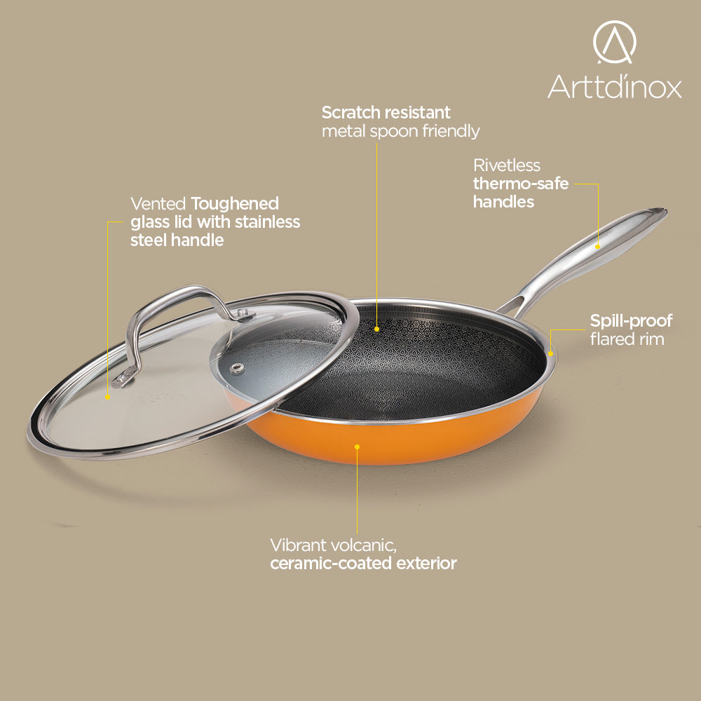 Vida Triply Frypan 24cm Volcanic with Glass Lid