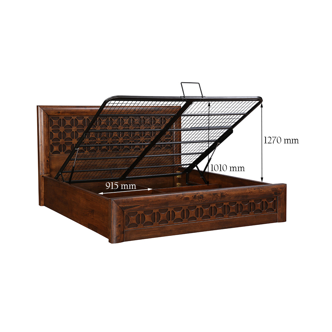 Casablanca Solidwood King bed with Hydraulic storage in Walnut Colour