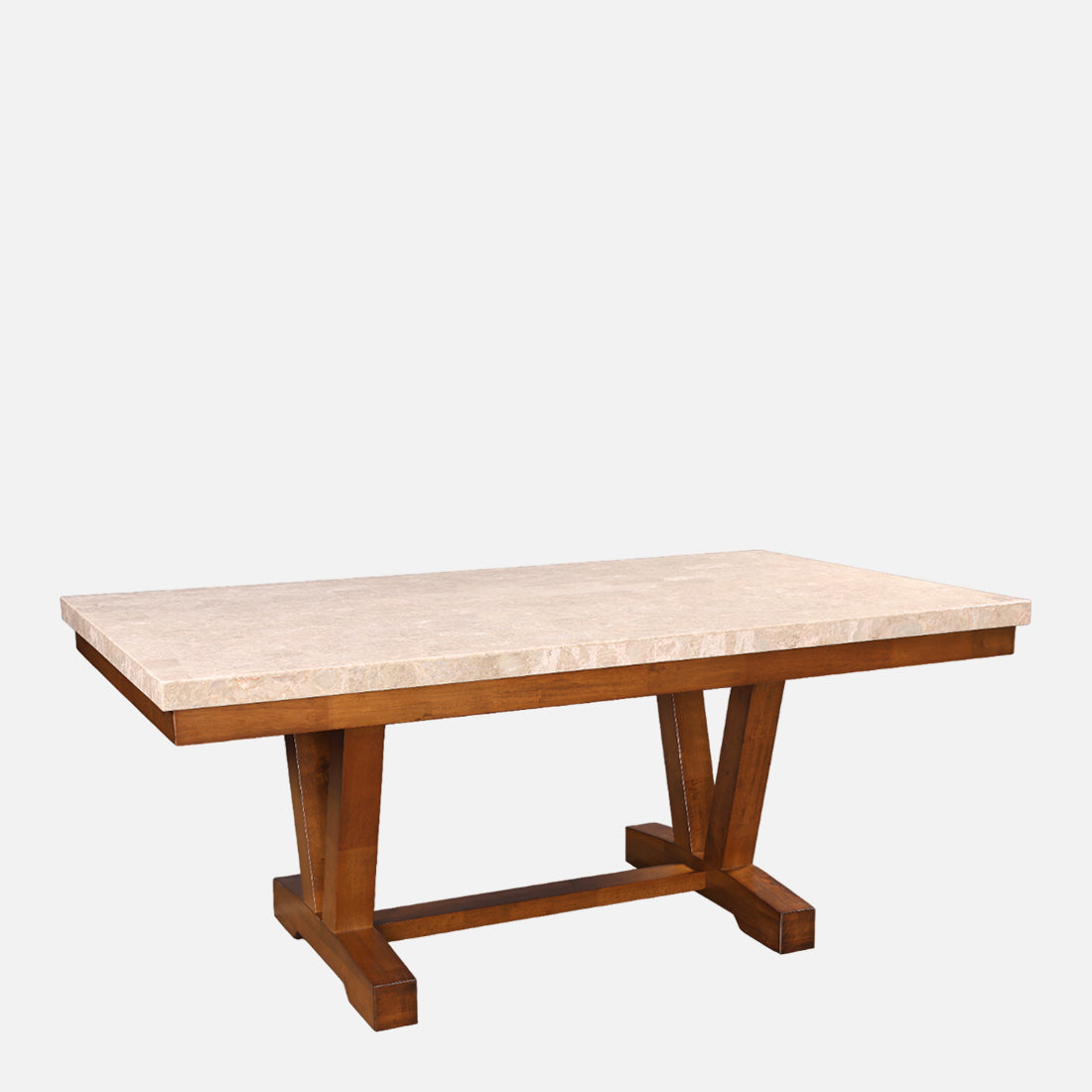 Florentine Marble Finish Six Seater Dining Set in Dark Walnut Colour