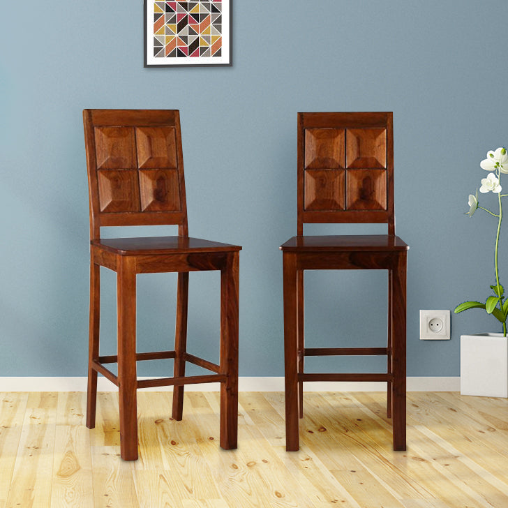 Woodrow Sheesham Wood(Rosewood) Bar stool in Honey Colour