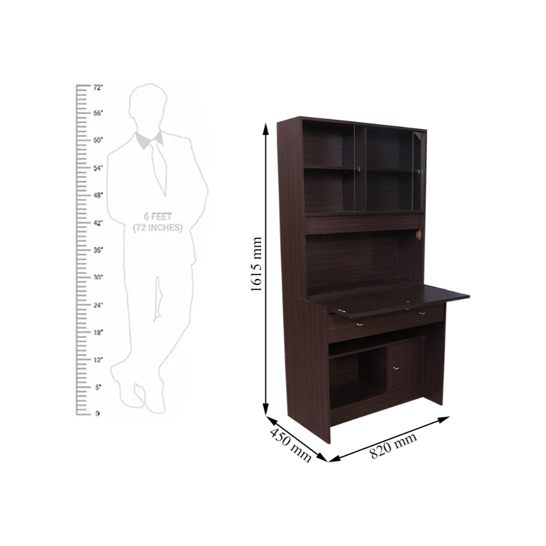 Gleam Study Table in Walnut Colour