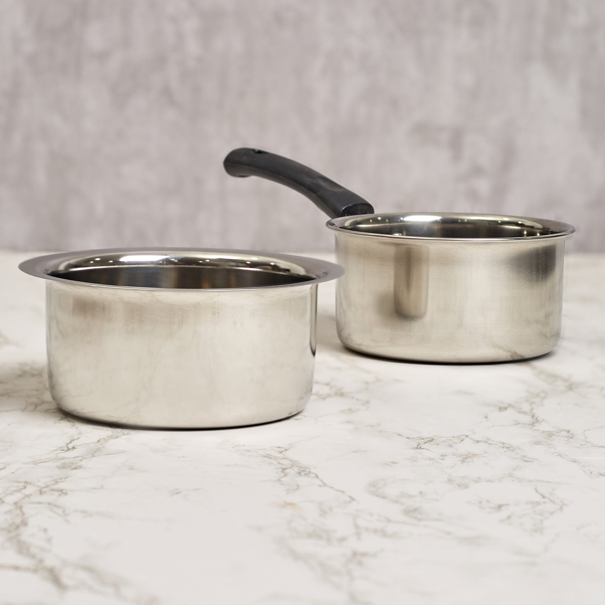 Fiesta Stainless Steel Saucepan & Tope Combo Set of 2 in Silver Colour