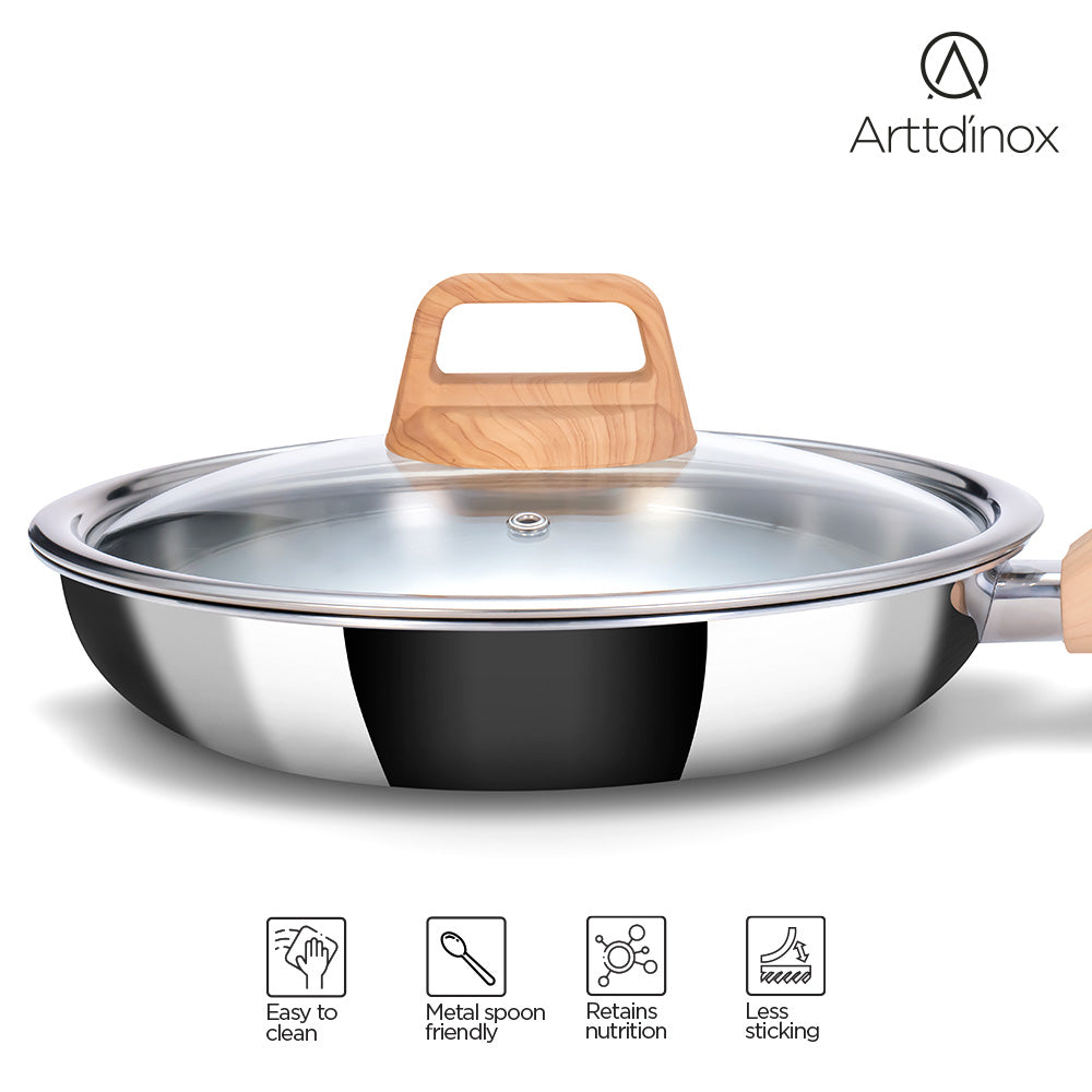 Timber Triply Frypan 24cm with Glass Lid
