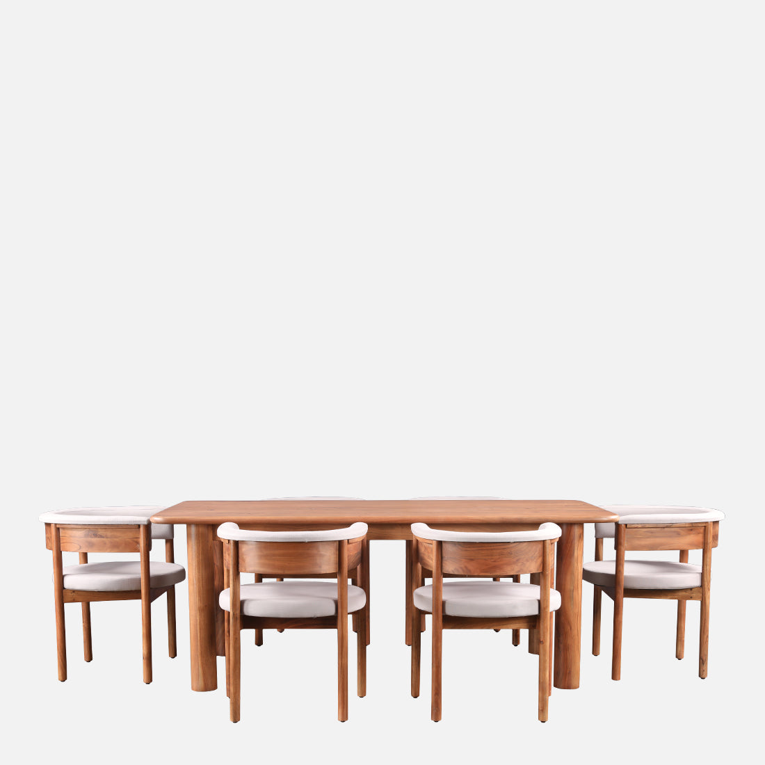 Haruki Acacia Wood Six Seater Dining Set in Teak Colour