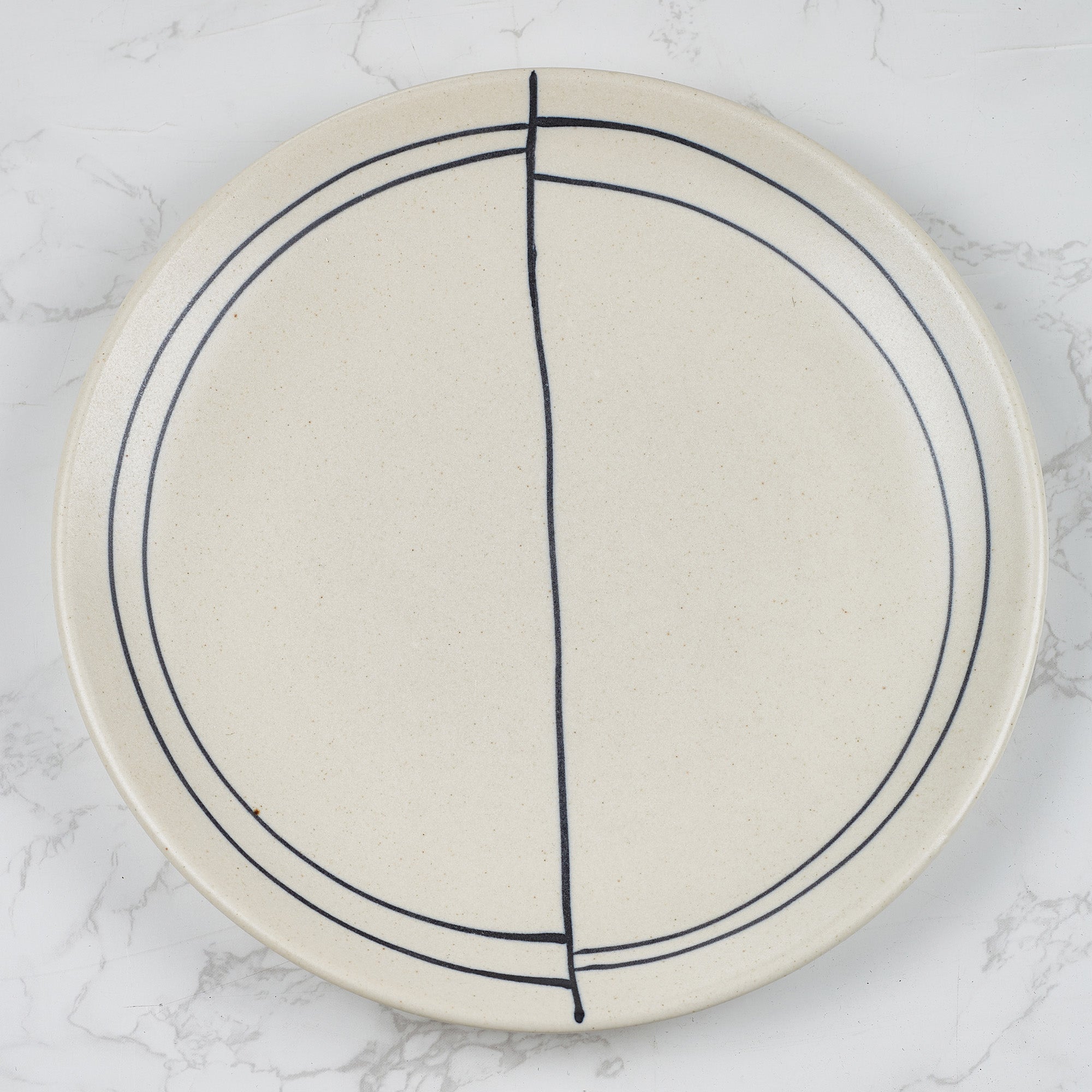 Artisanal Studio Pottery Stoneware Dinner Plate Set of 4 in Black & Ecru Colour