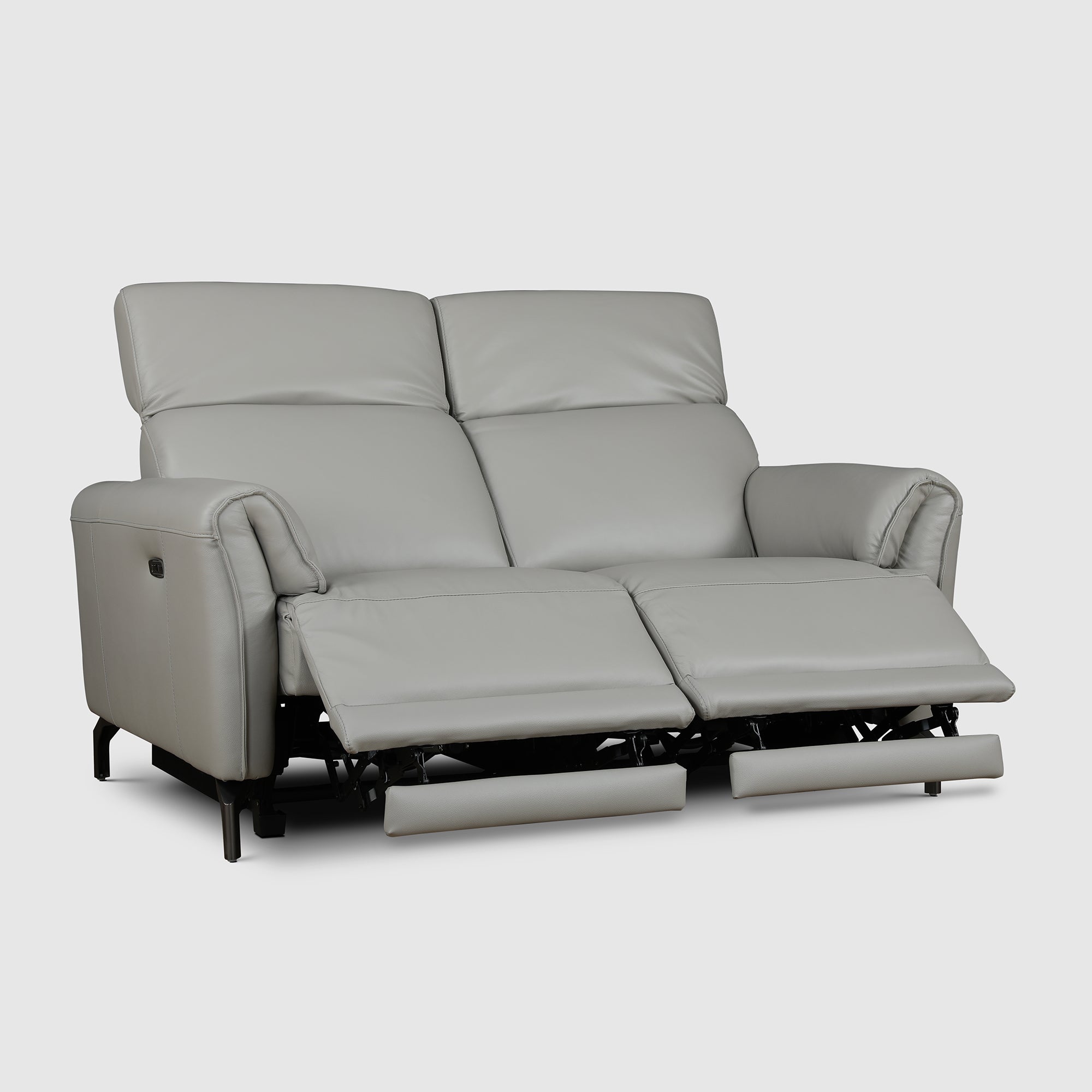 Emilia Half Leather Two Seater Electric Recliner in Light Grey Colour