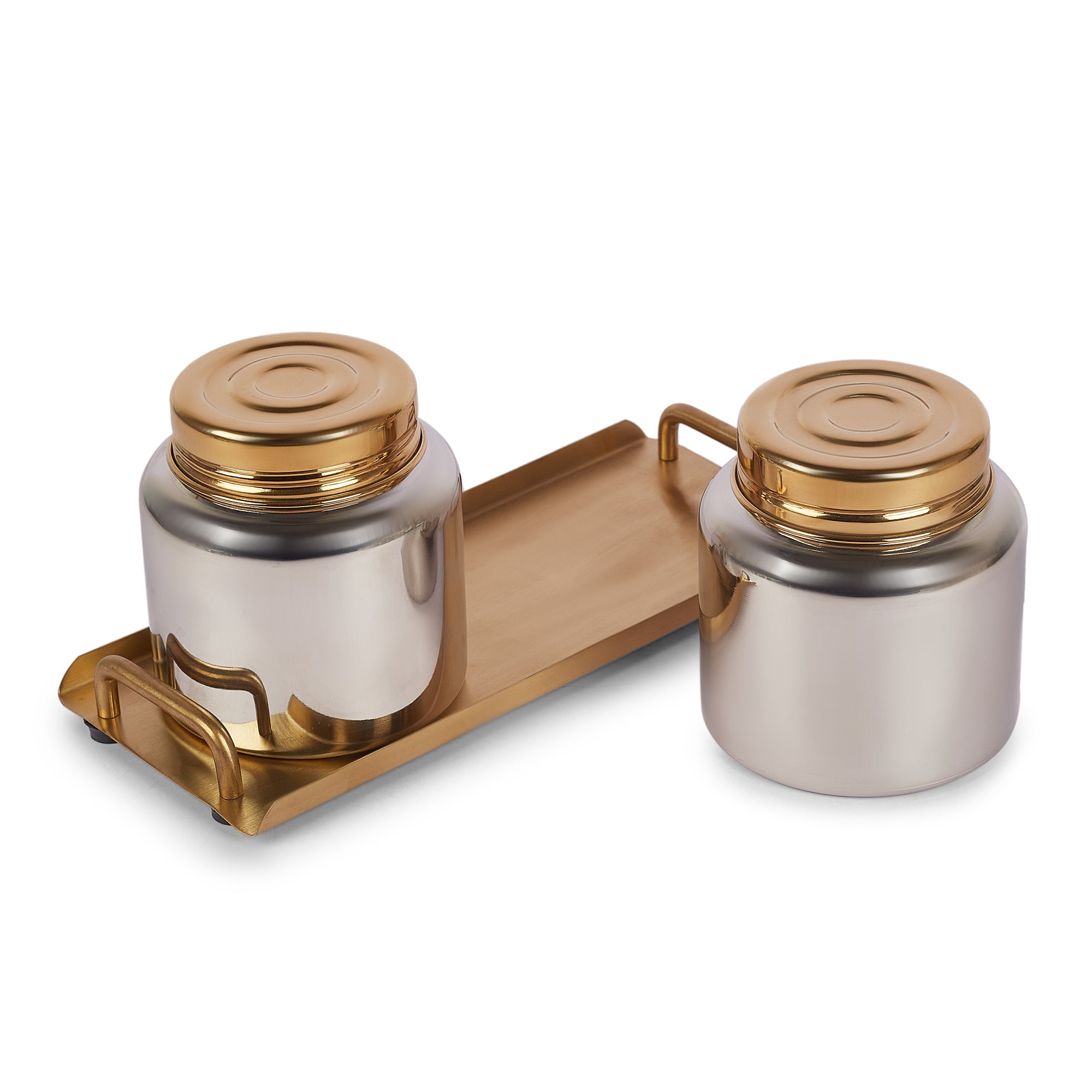 Sapphire Stainless Steel Serving Set Large in Gold & Silver Colour by Living Essence