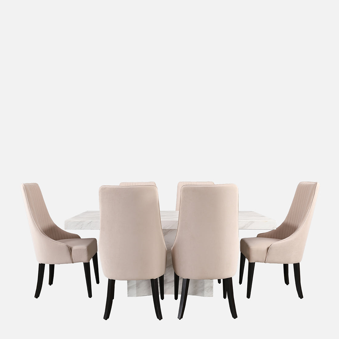 Garnet Sheesham Wood(Rosewood) Six Seater Dining Set in White Colour
