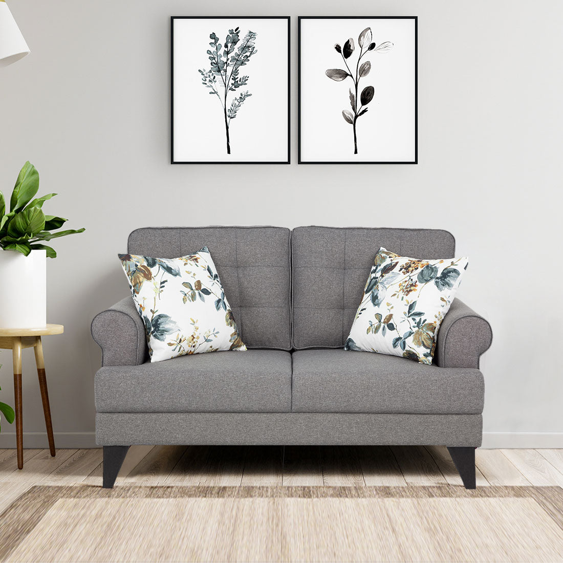 Paddington Fabric 2 Seater Sofa in Grey Colour