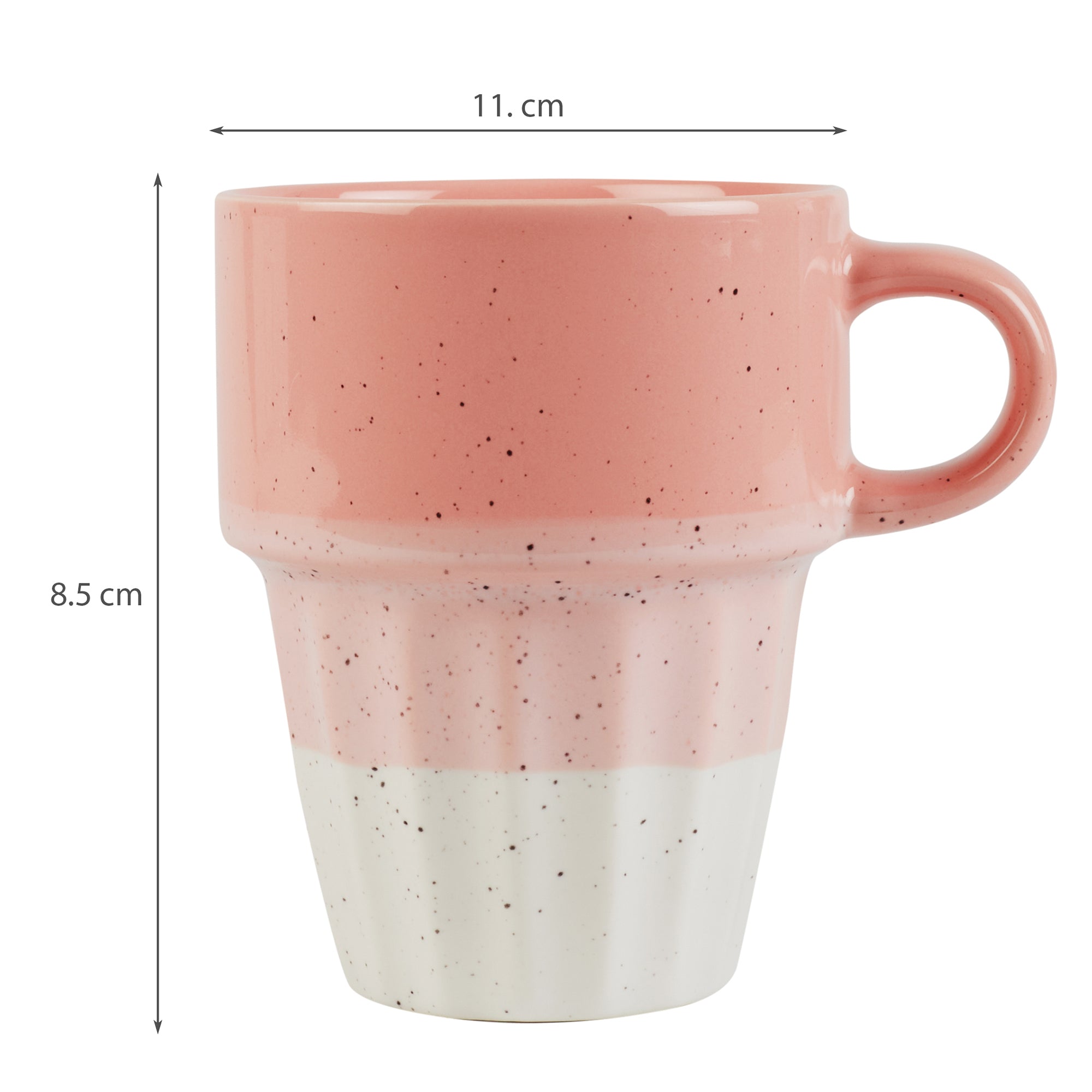 Emilia Ceramic Coffee Mugs Set Of 4 With Metal Stand in Blue & Pink Colour