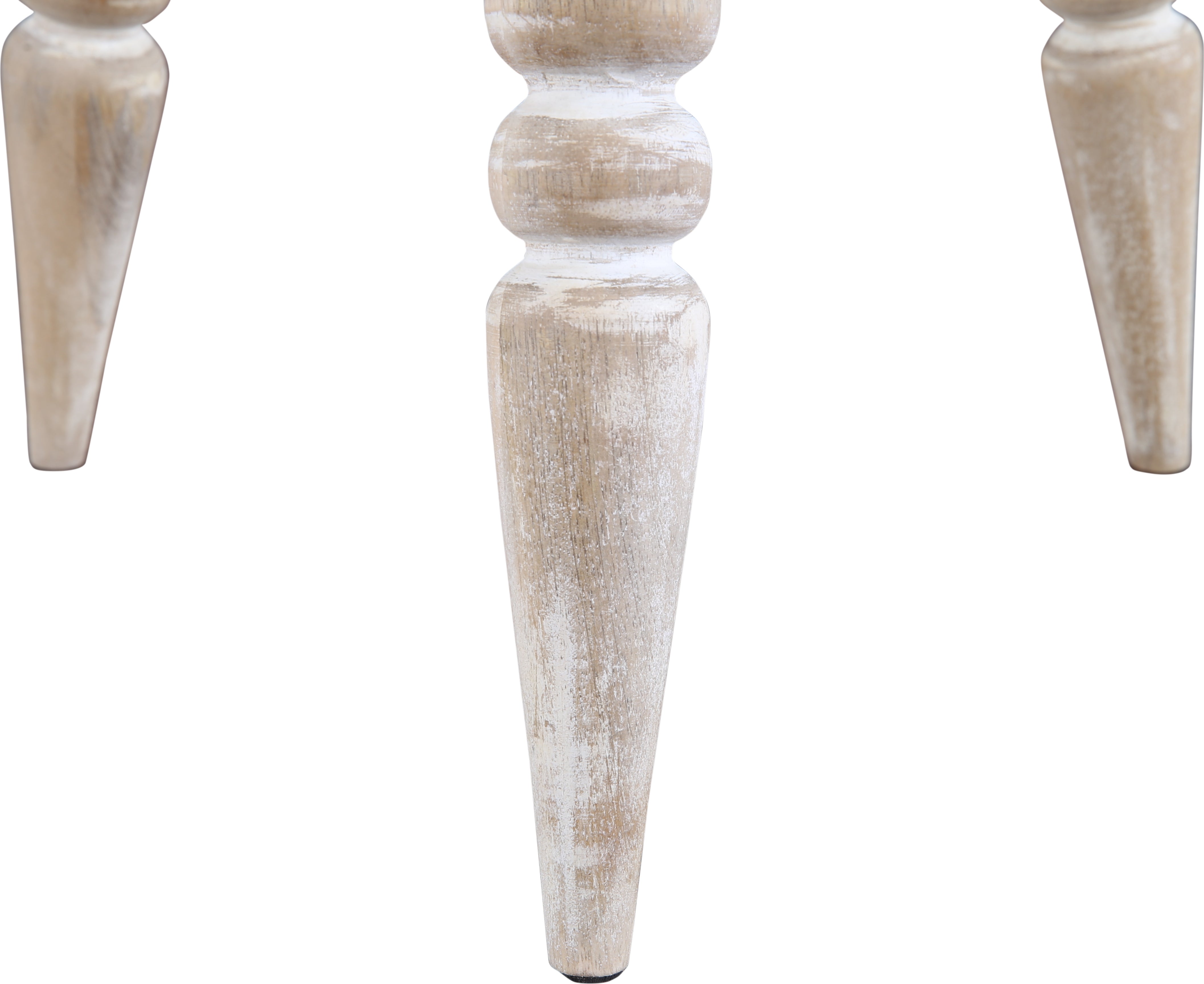Antico Mango Wood Carved Stool in White Colour