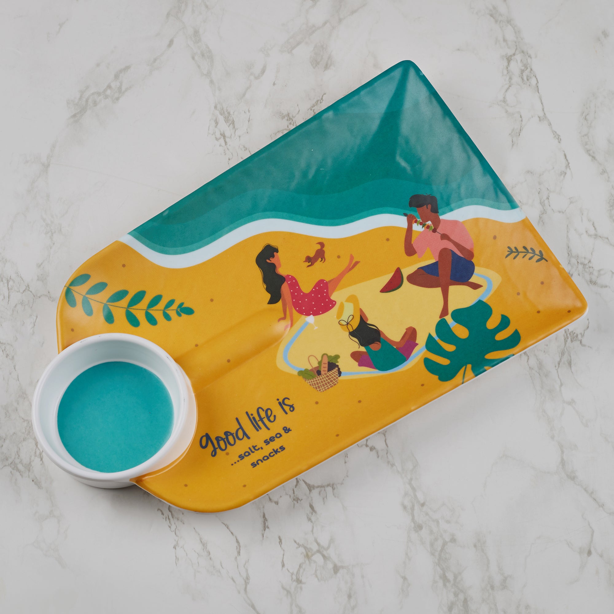 Good Life Melamine Serving Platter with Dip Bowl in Multi Colour
