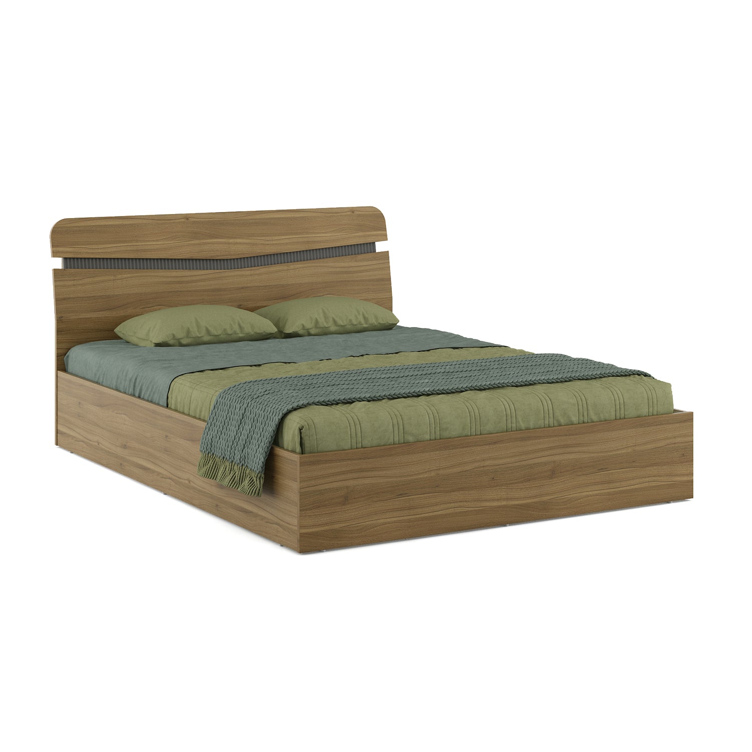 Paula Engineered Wood Queen Bed Box Storage with 3 Door Wardrobe & Night Stand Package