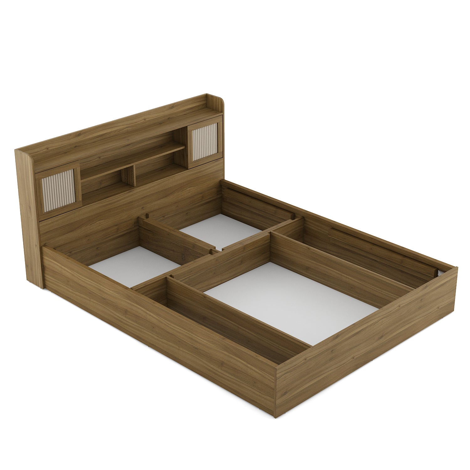 Diago King Bed With Hydraulic Storage In Natural Teak Color