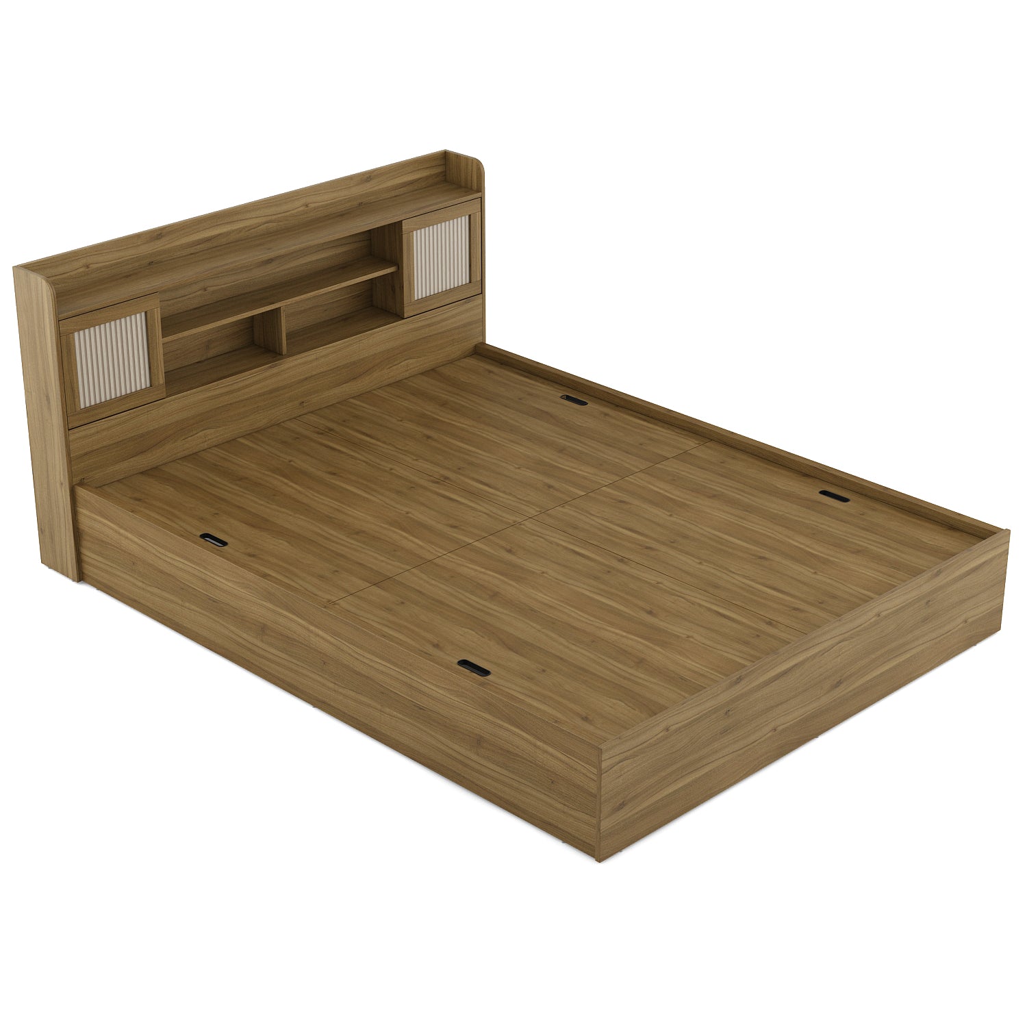 Diago King Bed With Box Storage In Natural Teak Color