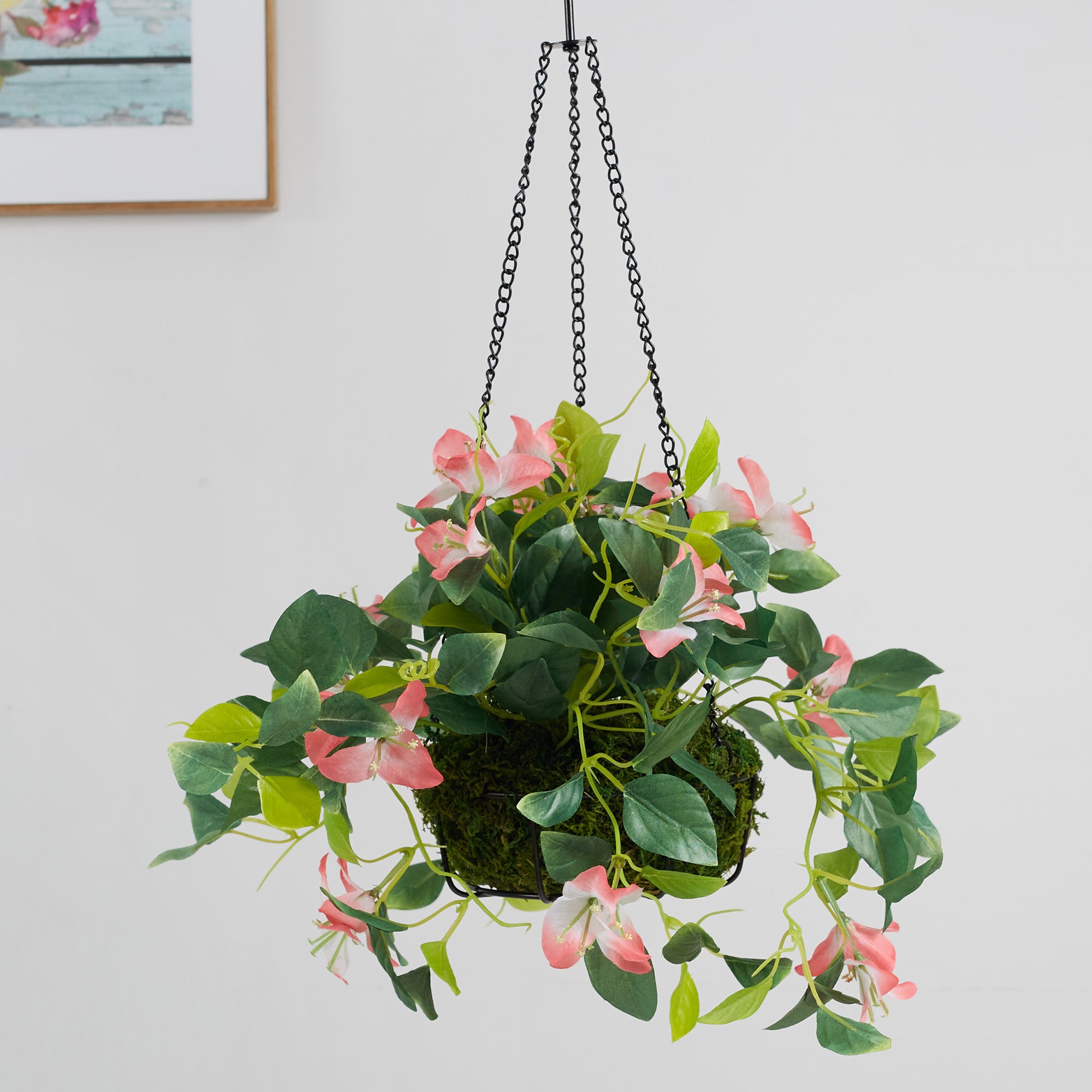 Ilana Faux Hanging Bougainvillea With Pot 54 Cm in Pink Colour