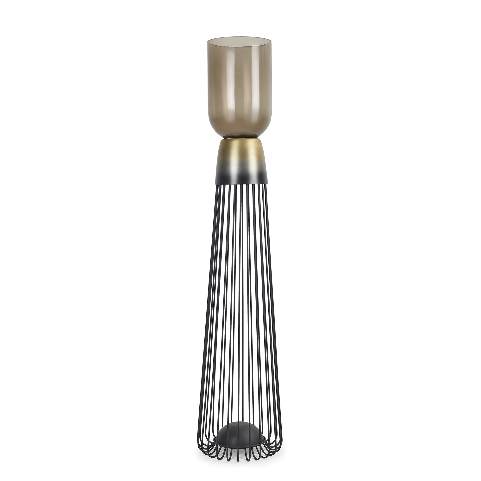 Zeus Iron and Glass Ombre Wired Candle Holder 20x105 Cm in Antique Gold & Black Colour