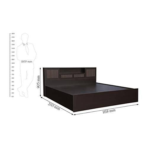 Tiago Engineered Wood Box Storage Queen Size Bed in Wenge Colour