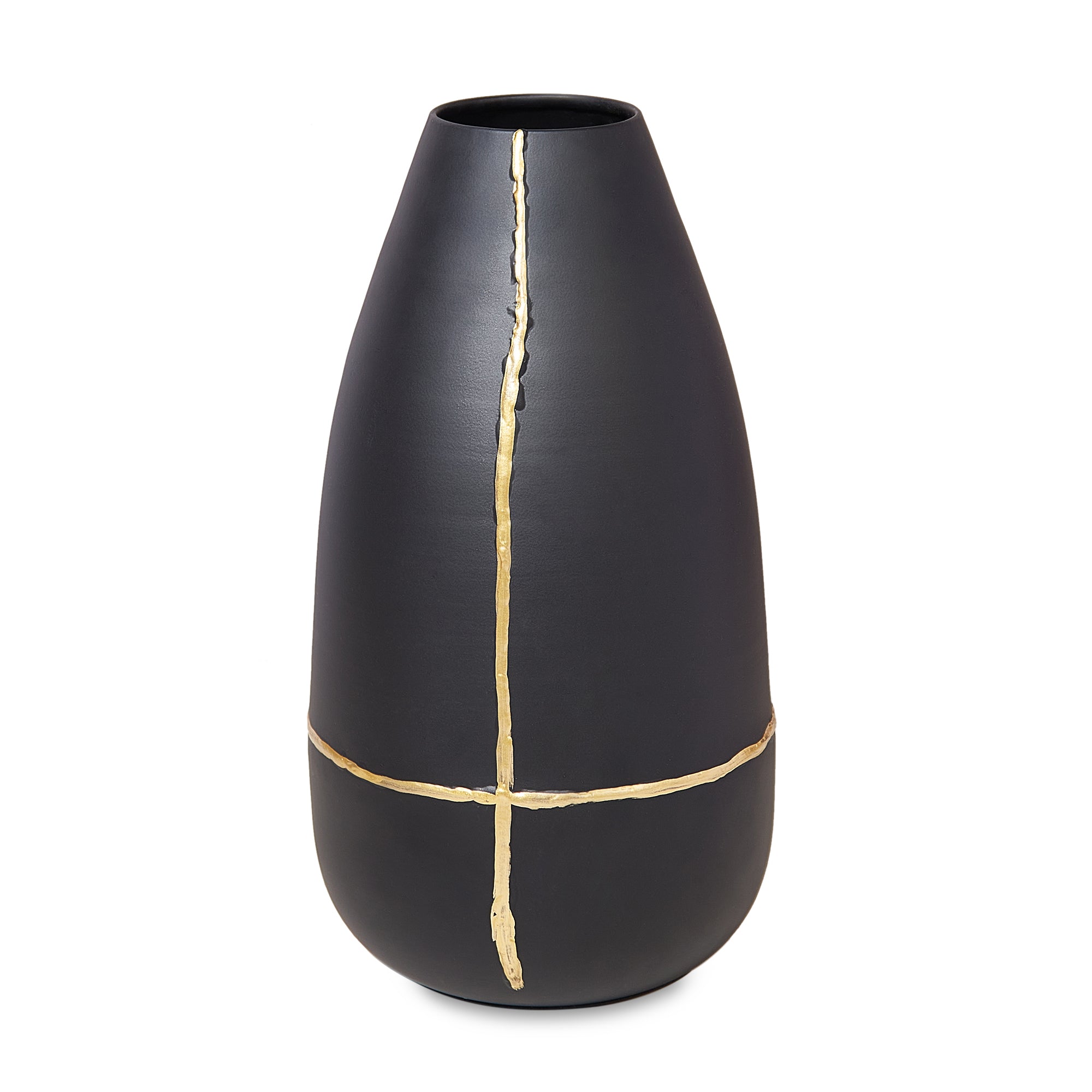 Mezzo Metal Vases 35 cm in Black Colour