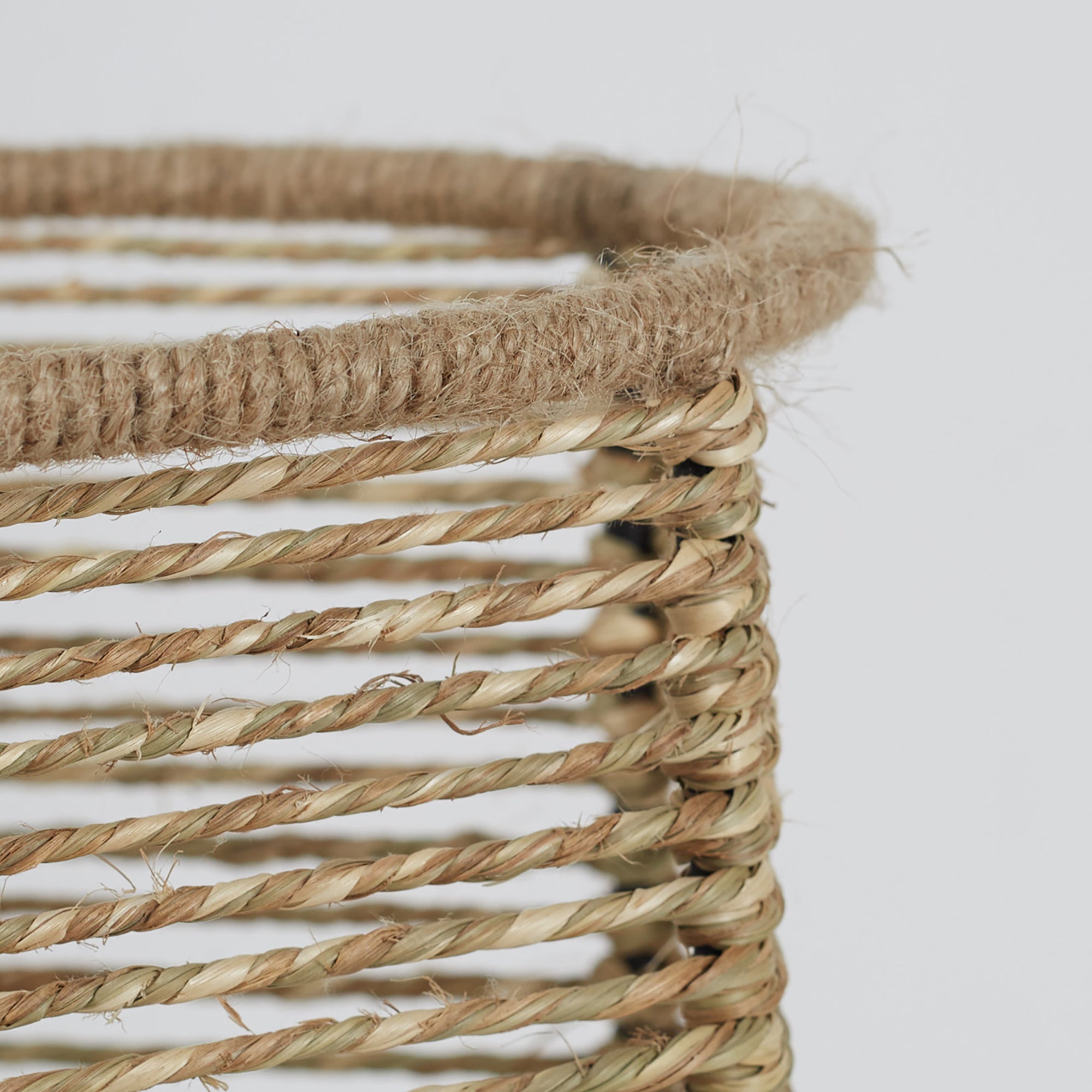 Boho Metal And Natural Fiber Planter Stand 27Cm in Brown Colour