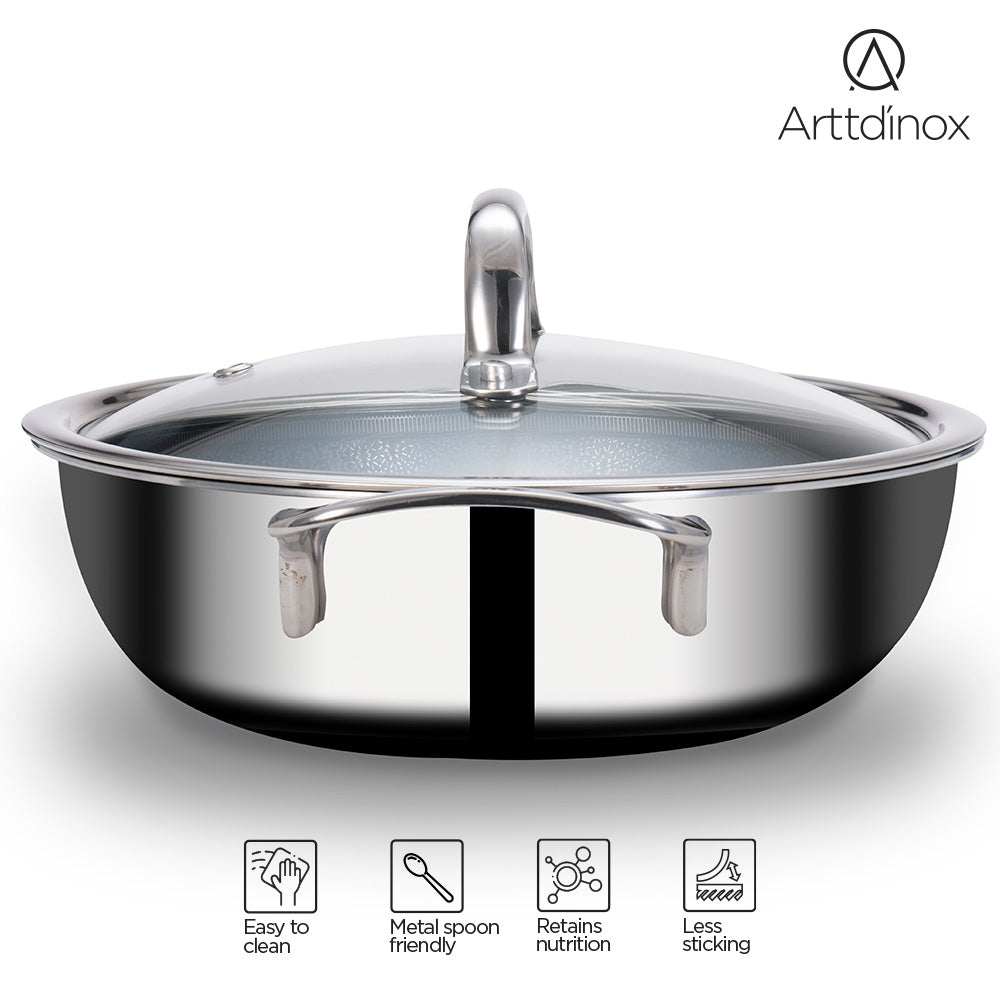 Stellar Triply Kadhai 24cm with Glass Lid