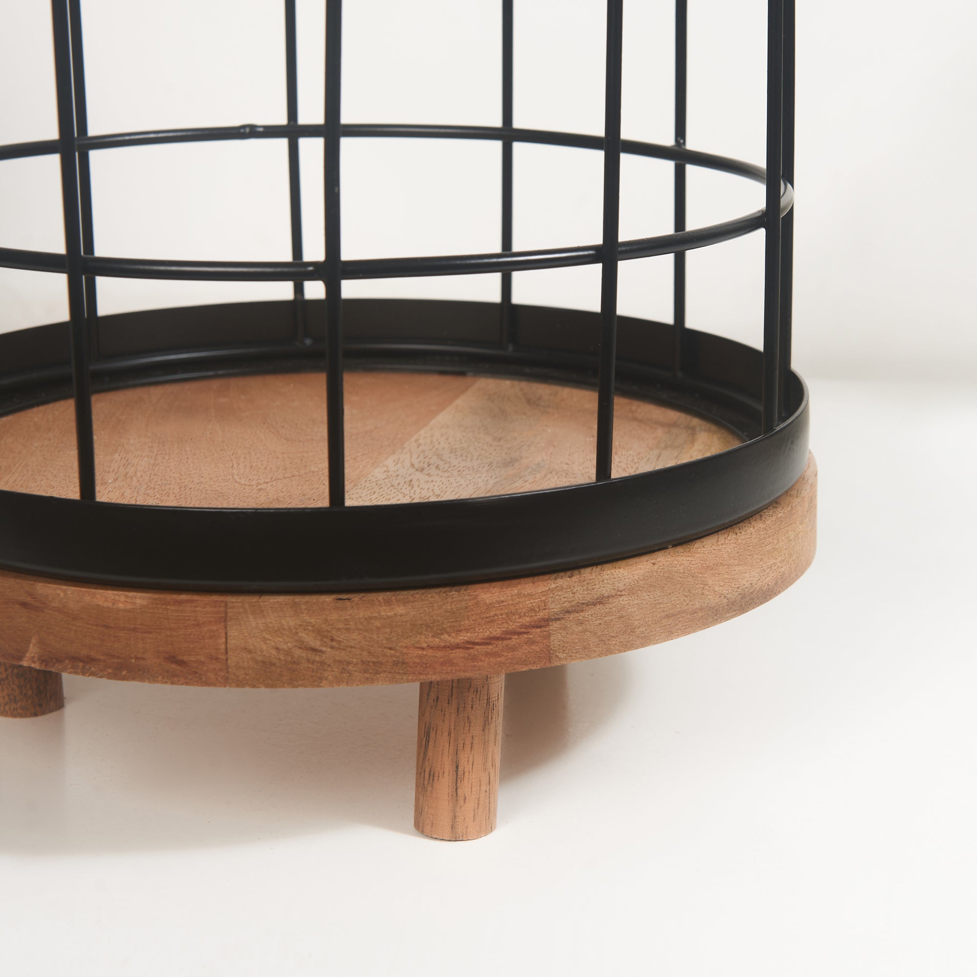 Sovereign Iron and Wood Jali Hanging Lantern 23x34Cm in Black Colour