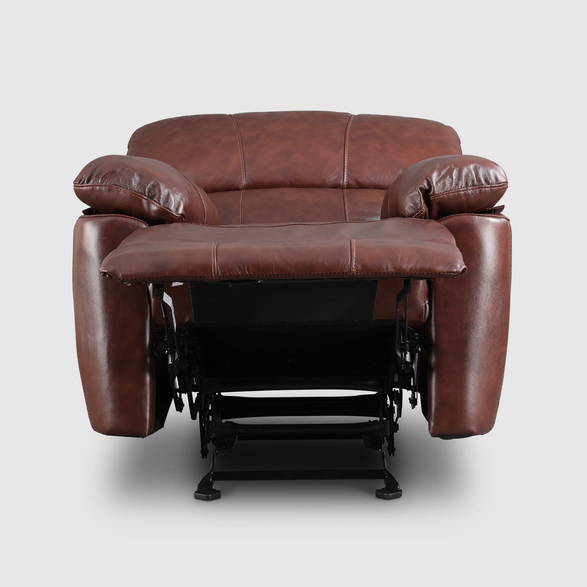 Charles Half Leather Single Seater Rocker Recliner in Brown Colour