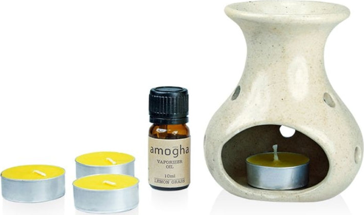 Amogha Ceramic Vapouriser Set in Lemongrass Colour