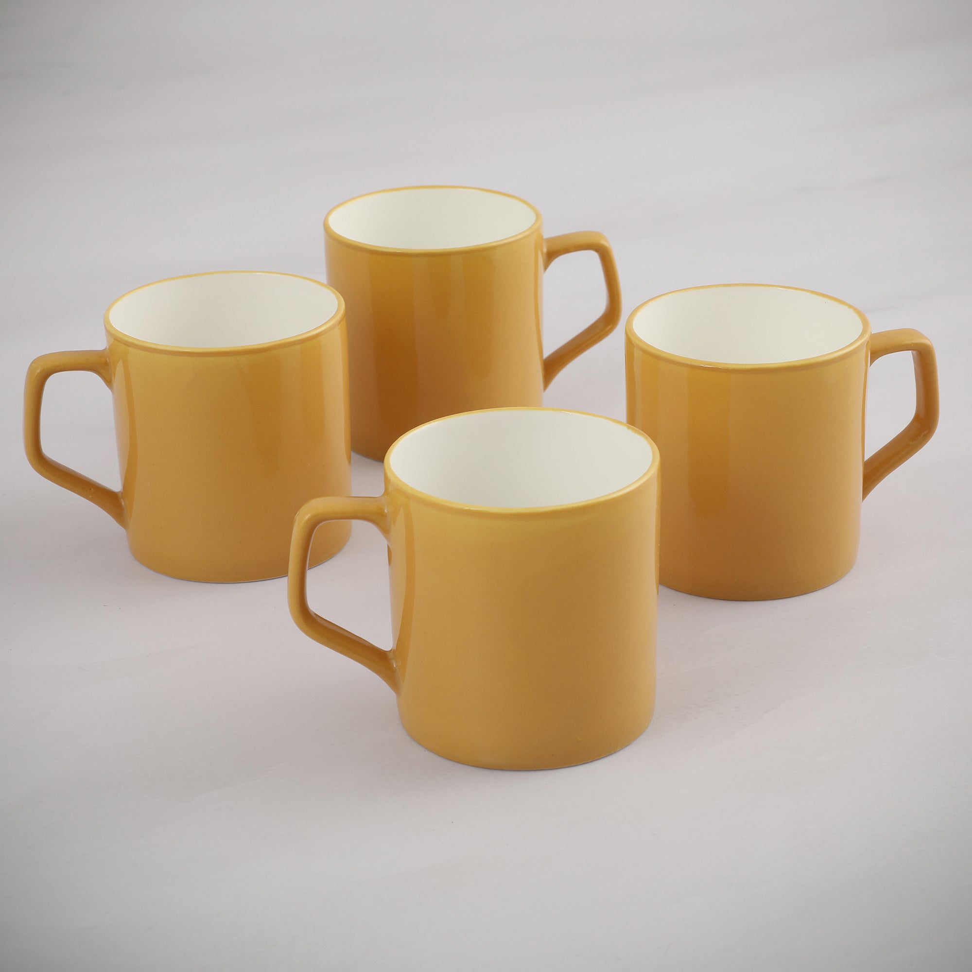 Palette Ceramic Tea Mug Set of 4 200 Ml in Yellow Colour