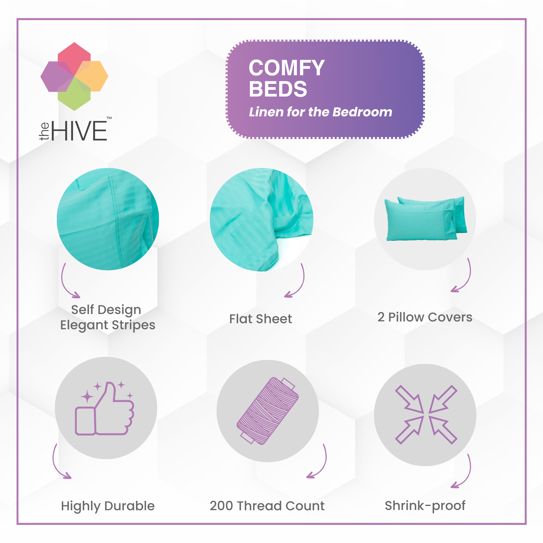 Comfy Beds King Flat Sheet Cool Mint,255x255cm