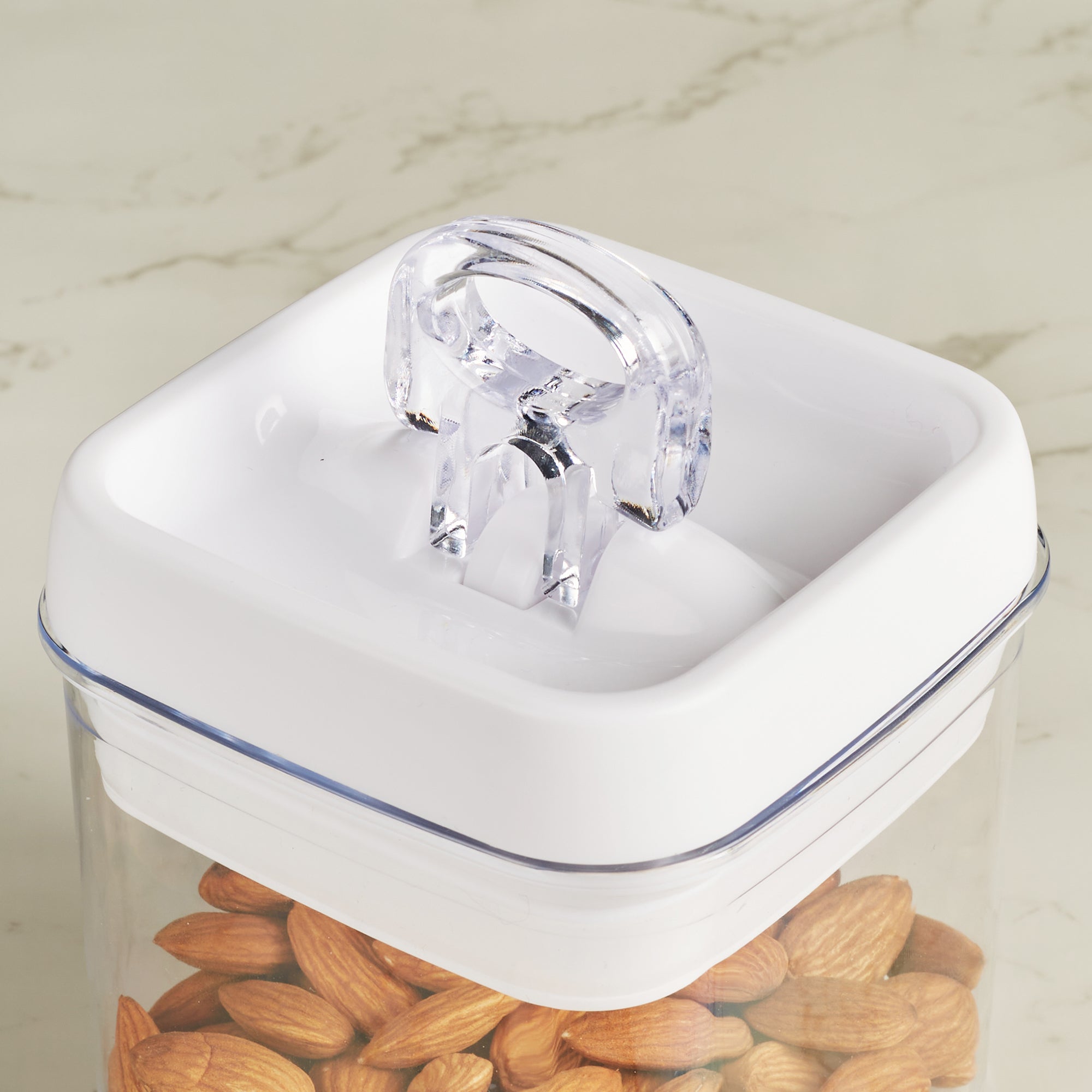 Robusto BPA Free Easy Lock Square Container 500ml in Transparent & White Colour