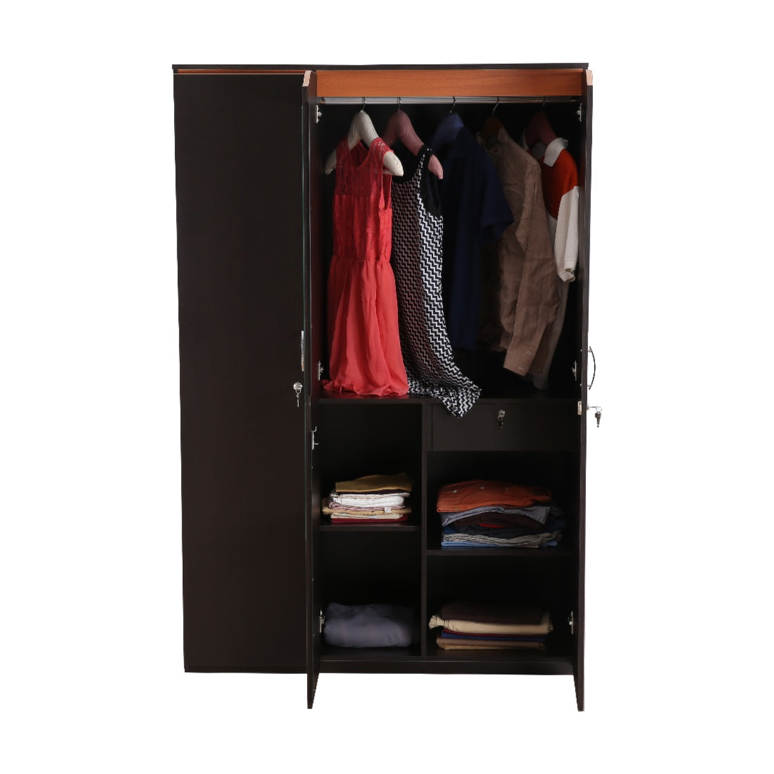Swirl Three door Wardrobe in Wenge Colour