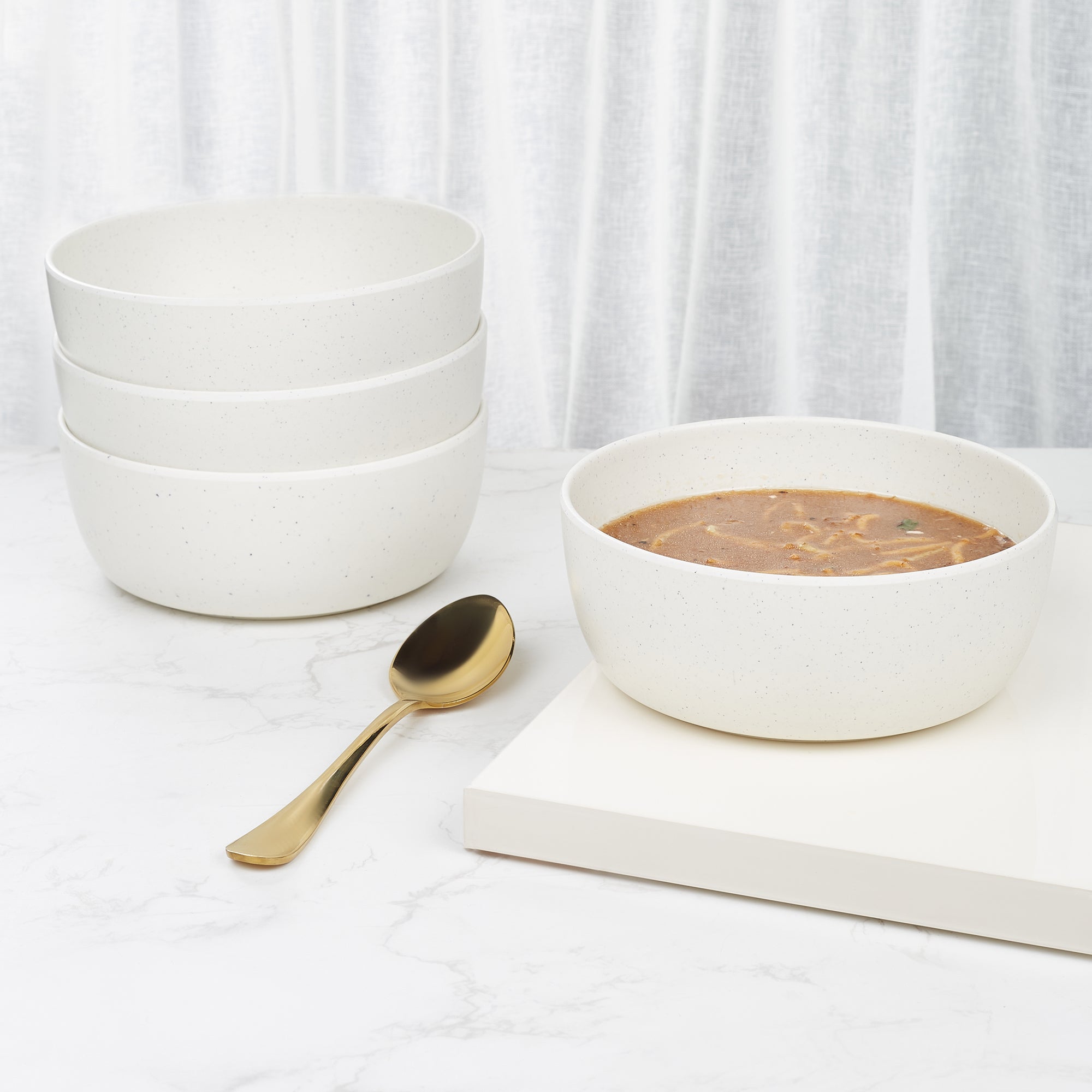 Minto Melamine Soup Bowl Set of 4 in Beige Colour