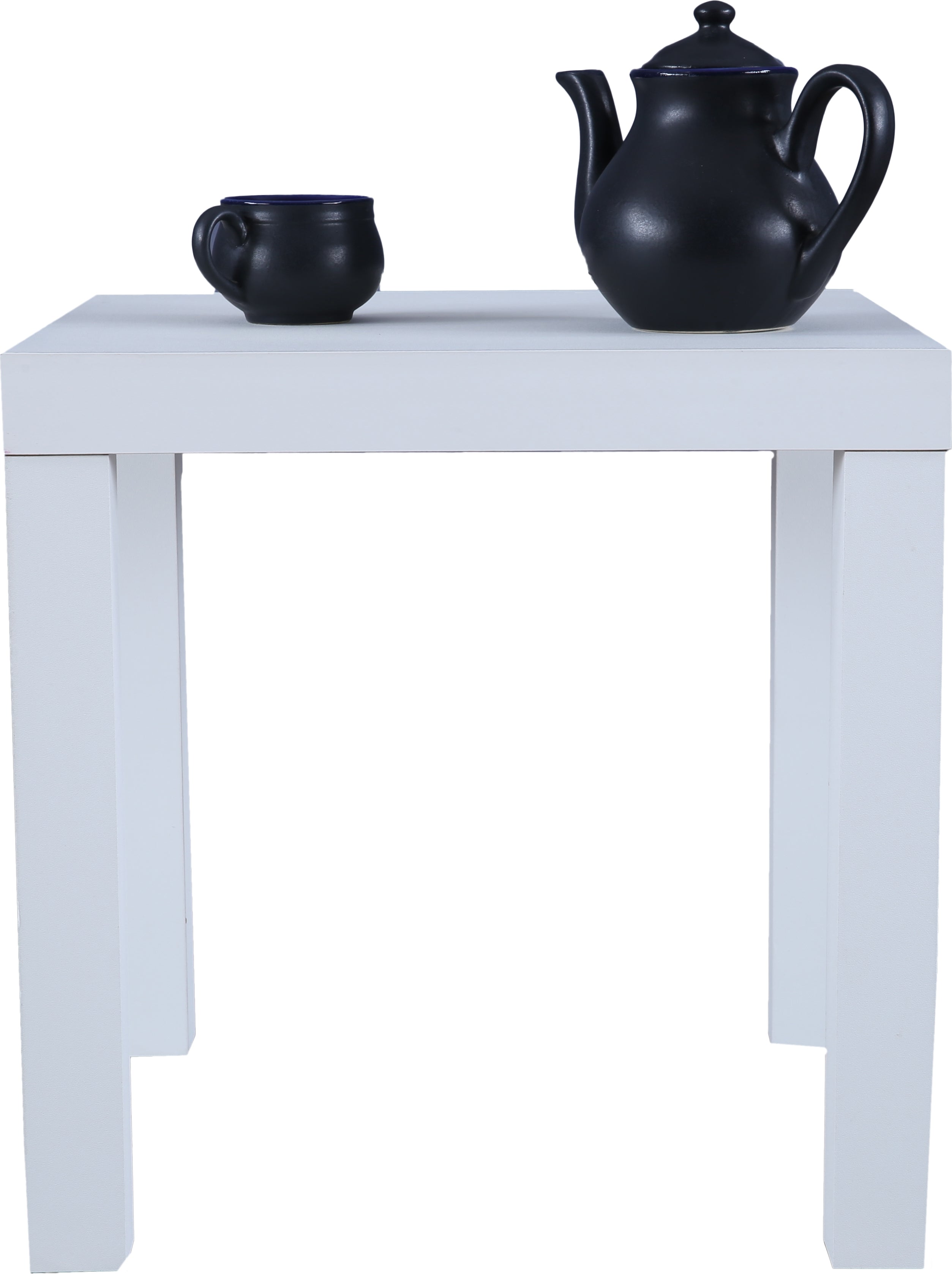 Larix Engineered Wood Side Table in White Colour