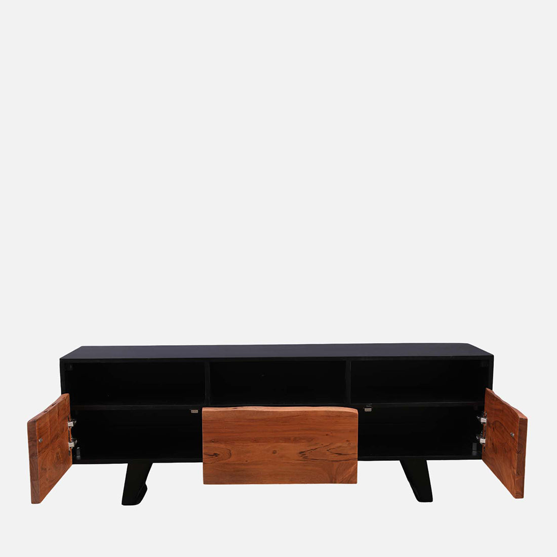 Arduous Acacia Wood Low Height Tv Unit in Brown Colour