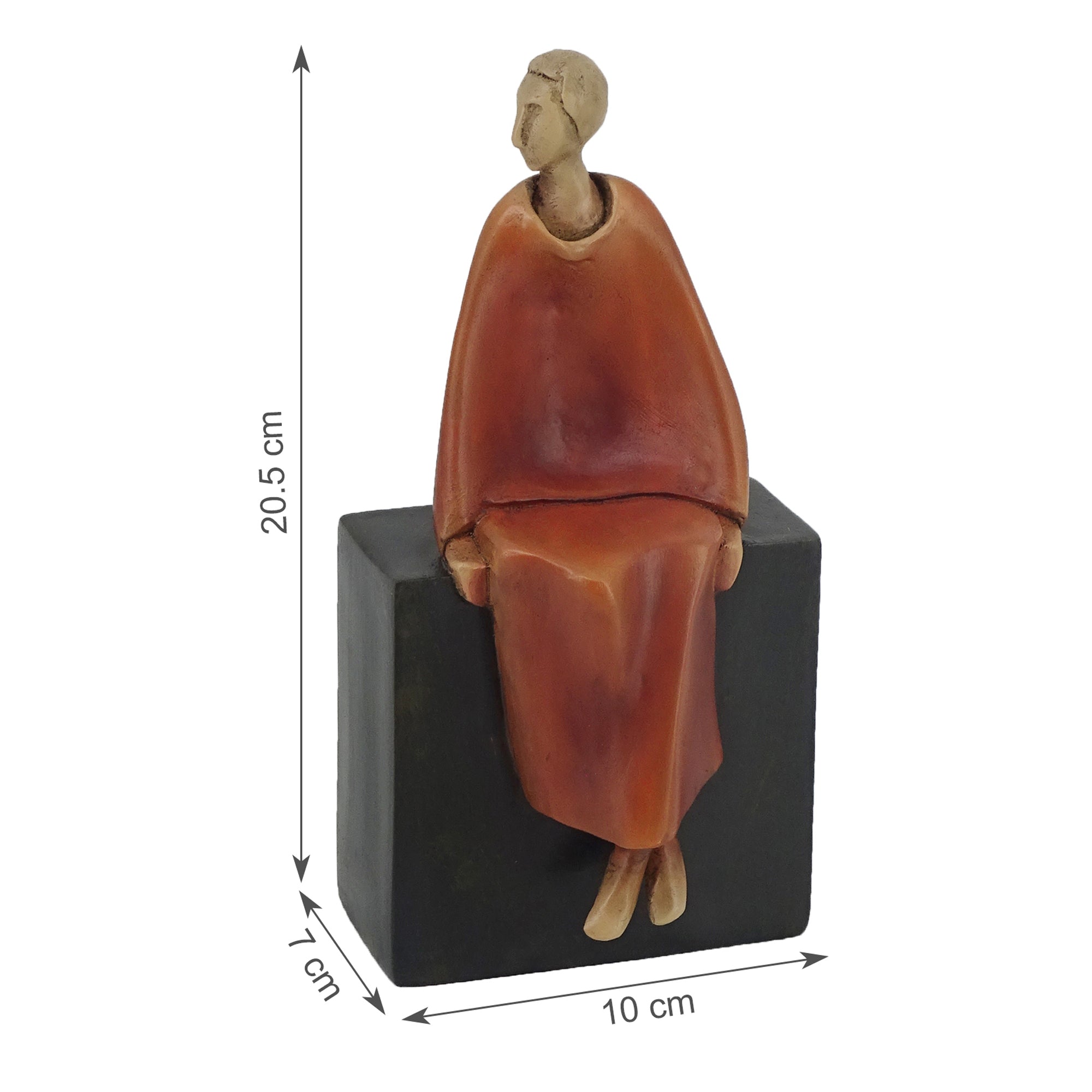 Alpine Polyresin Man Sitting On Bench 20 Cm in Brown Colour