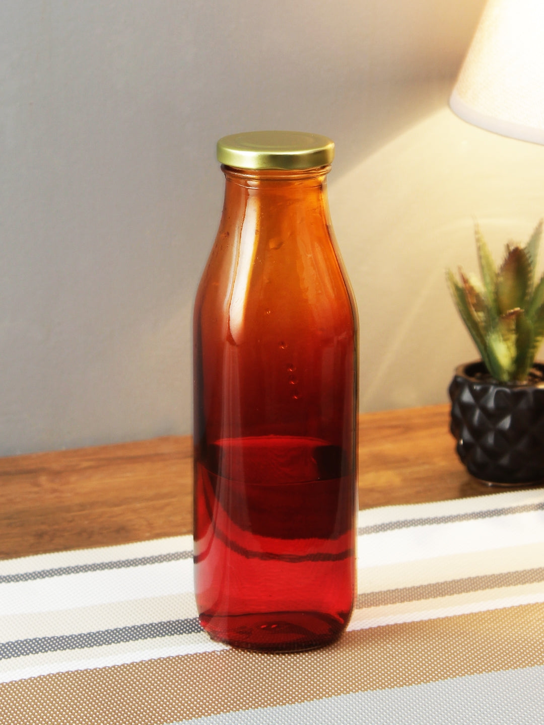 Coloured Glass Bottle in Red Colour