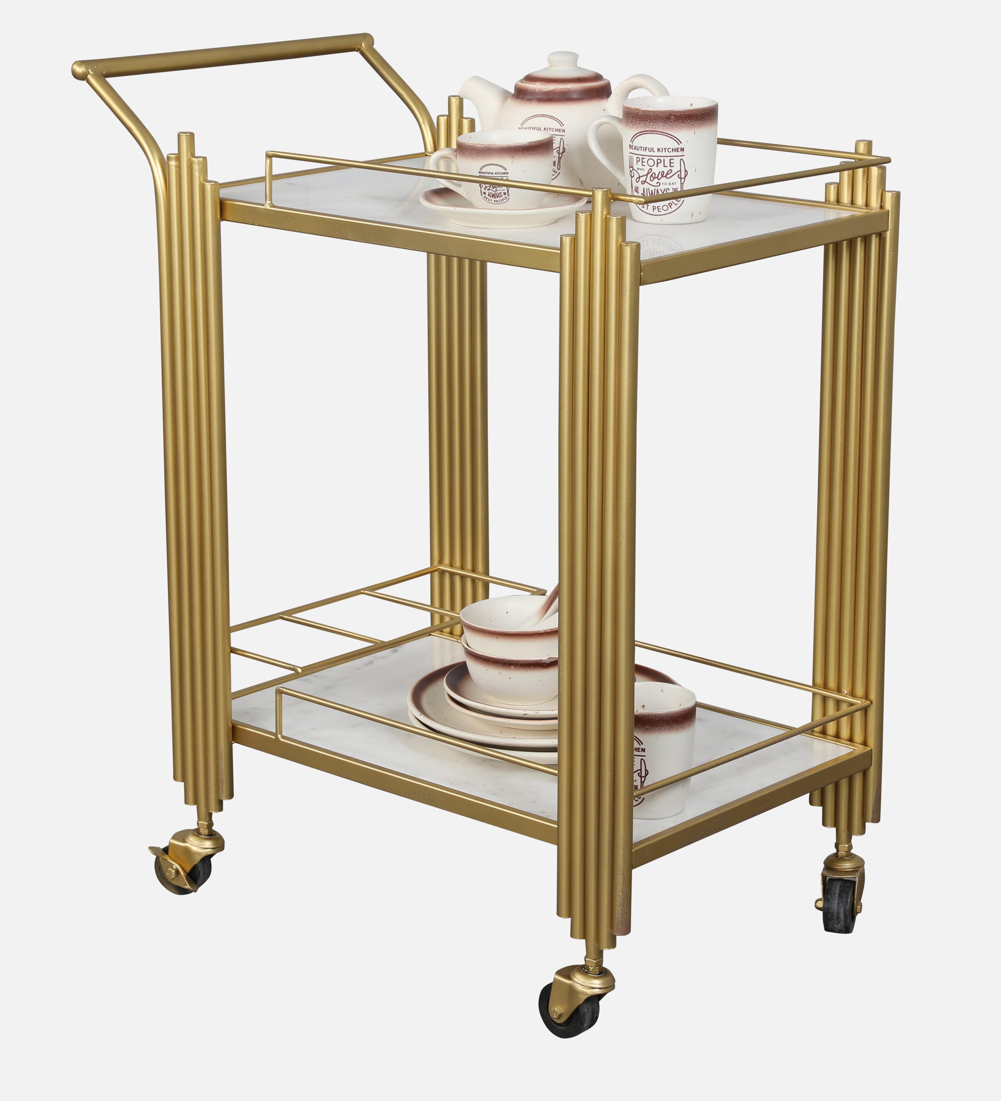 Giove Metal Serving Trolleys in Gold Colour