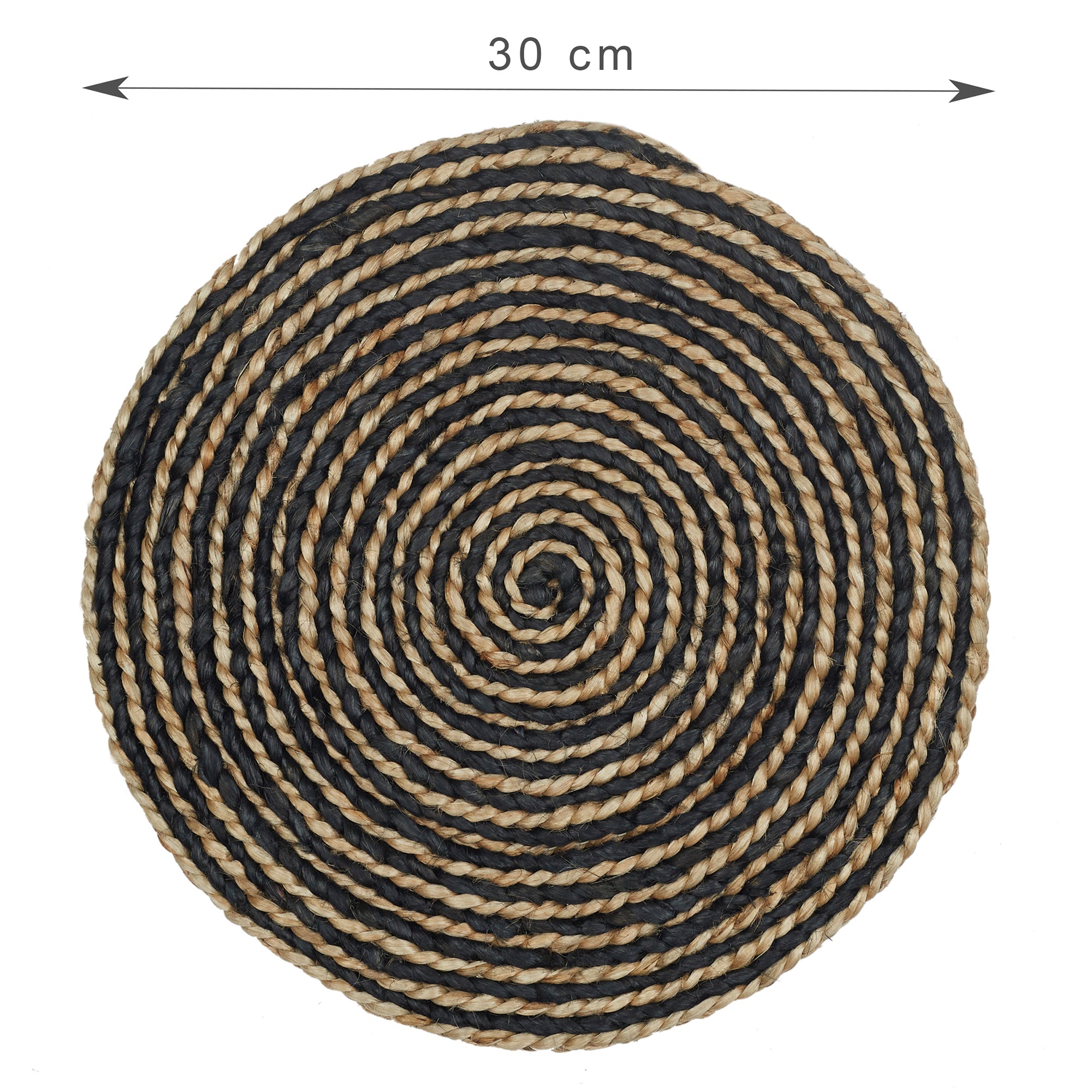 Ebony Handmade Jute Trivet Dia 30 Cm in Black Colour