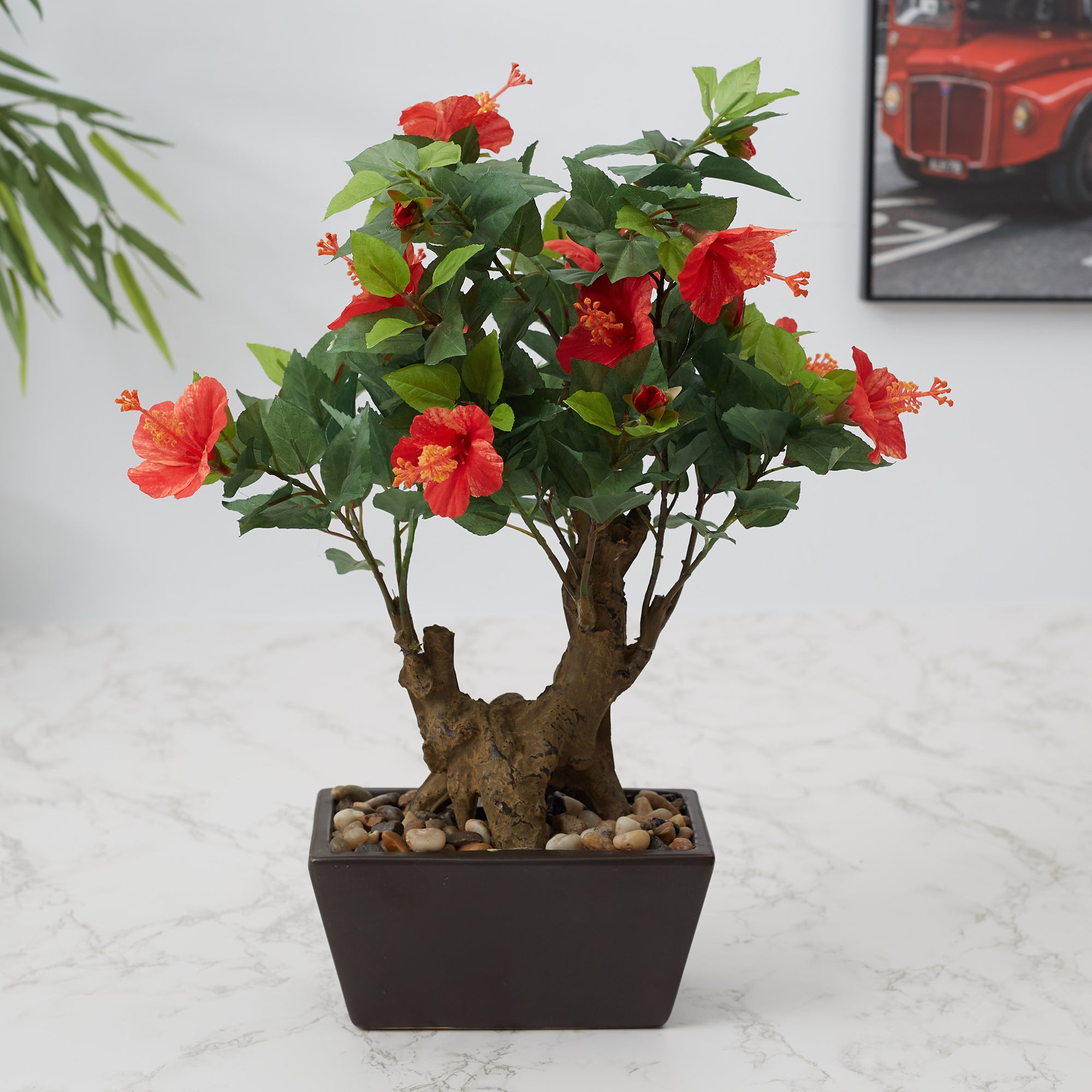 Ilana Faux Hibiscus Ceramic Potted Plant 43 Cm in Pink Colour