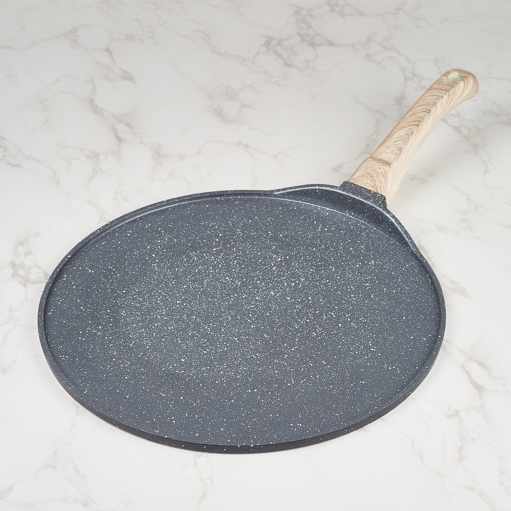 MasterCook+ 100% Virgin Aluminium Die-Cast Dosa Pan/Tawa 28 cm in Black & Wood Colour