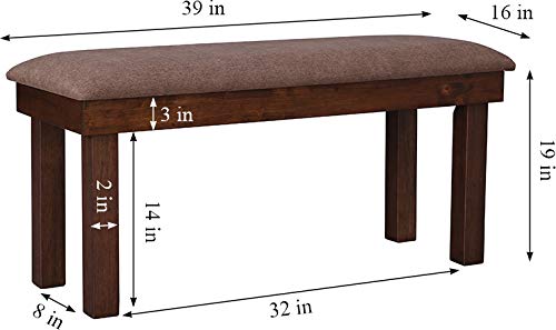 Hopton Solid Wood Four Seater Bench in Brown Color