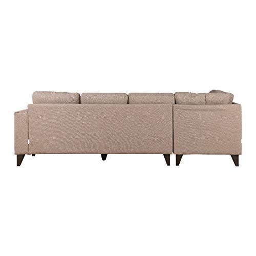 Garcia Fabric 5 Seater Sofa with Right Hand Side Lounger in Brown Colour