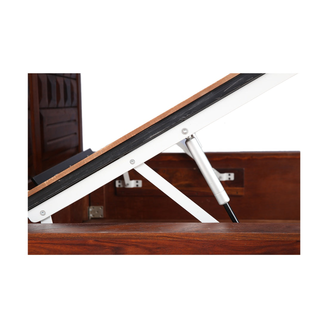 Woodrow Sheesham Wood(Rosewood) Queen bed with Hydraulic storage in Honey Colour