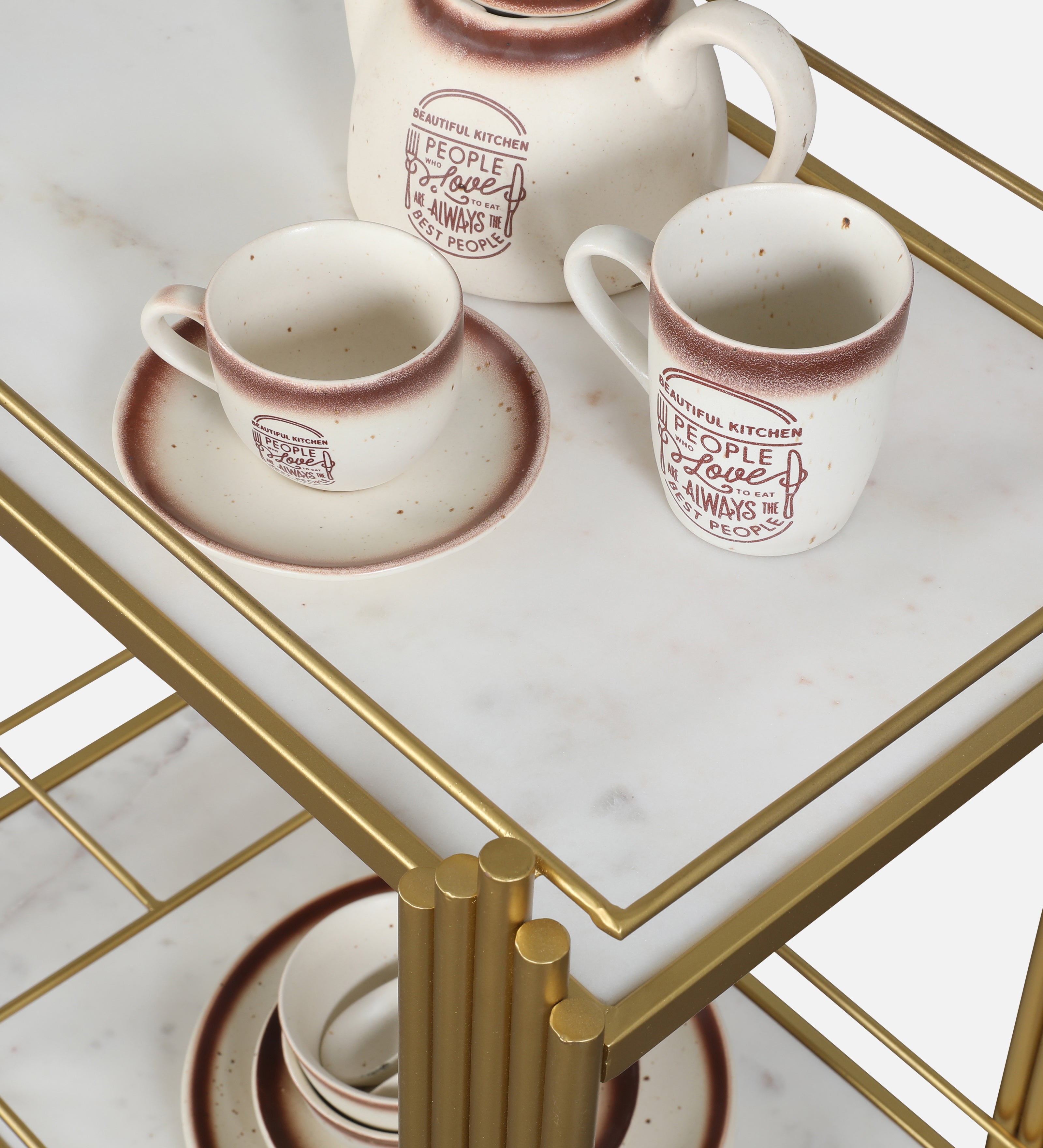 Giove Metal Serving Trolleys in Gold Colour